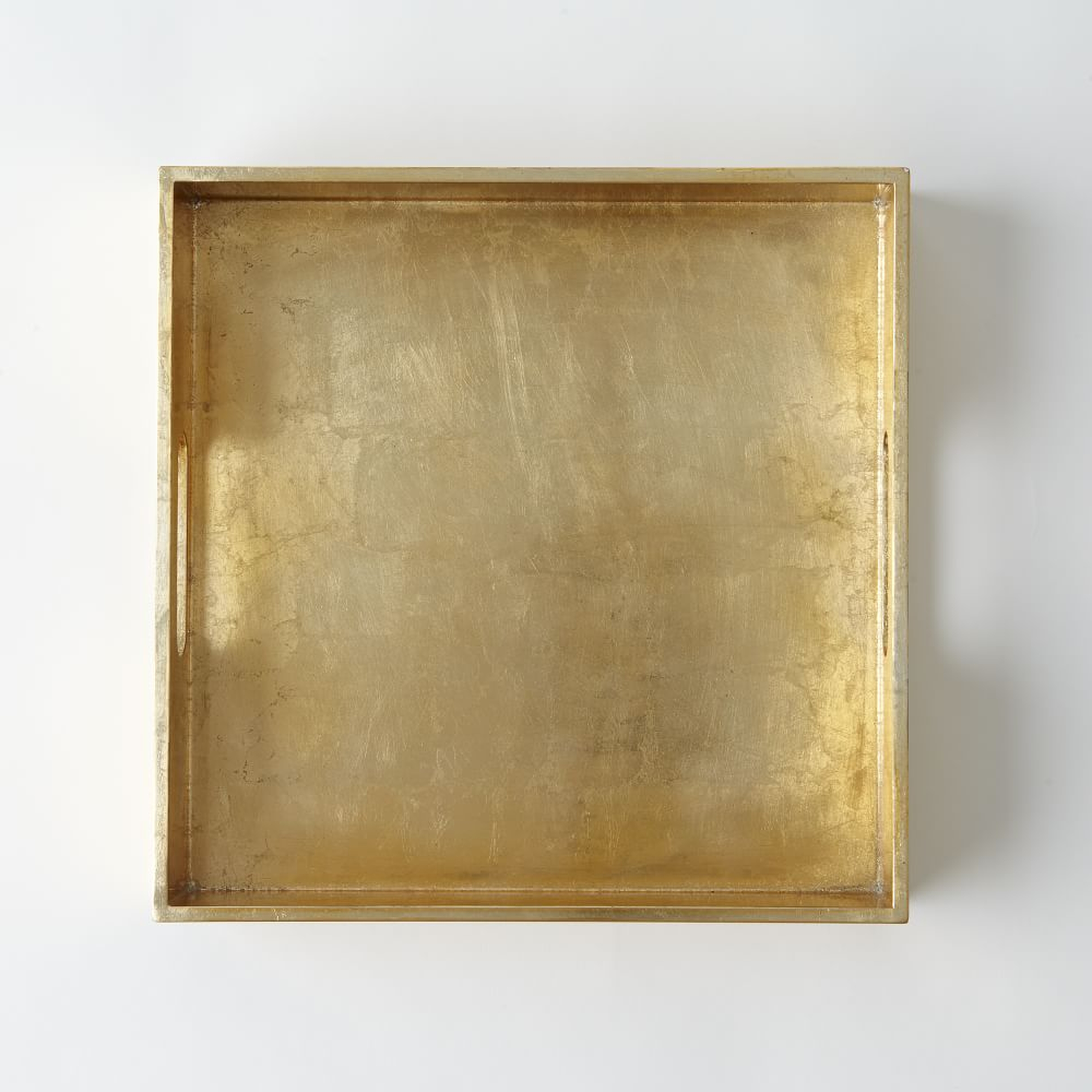Lacquer Wood Square Tray 12"x 2.25", Gold - West Elm