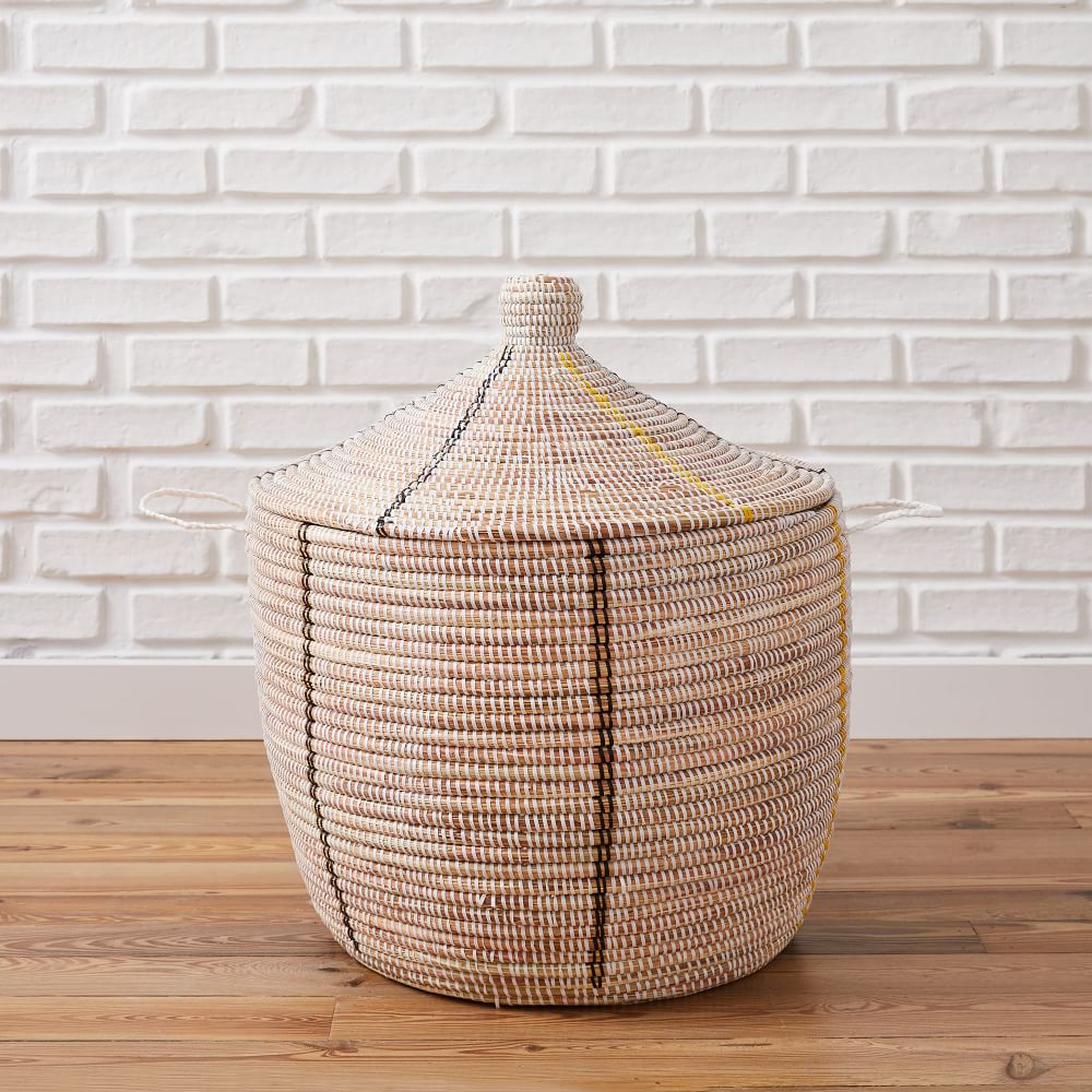 Mbare Graphic Basket, White, Oversized - West Elm