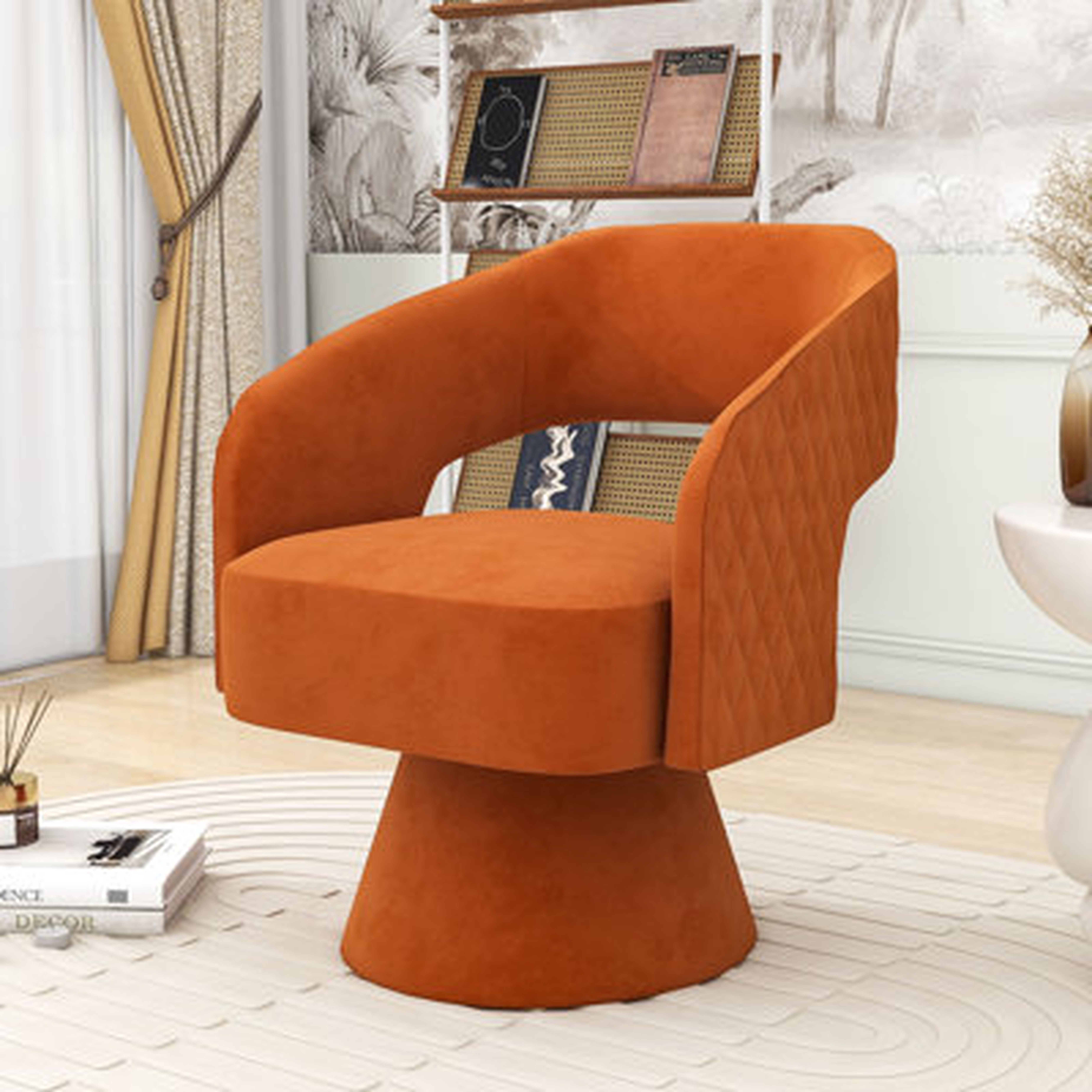 Swivel Accent Chair, Upholstered Armchair, Round Barrel Chair for Living Room, Bedroom - Wayfair