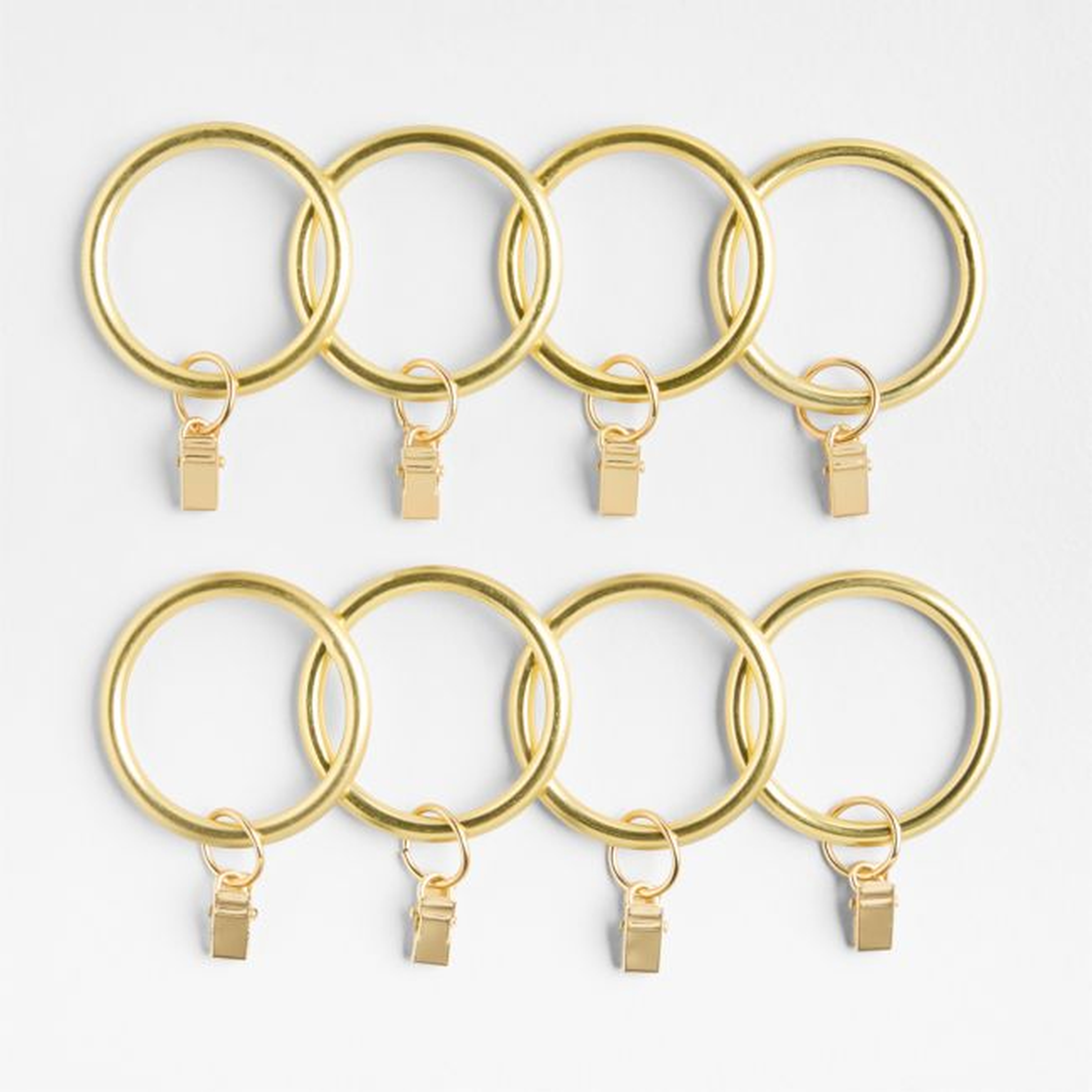 Brushed Brass 1.5" Window Curtain Rings, Set of 8 - Crate and Barrel