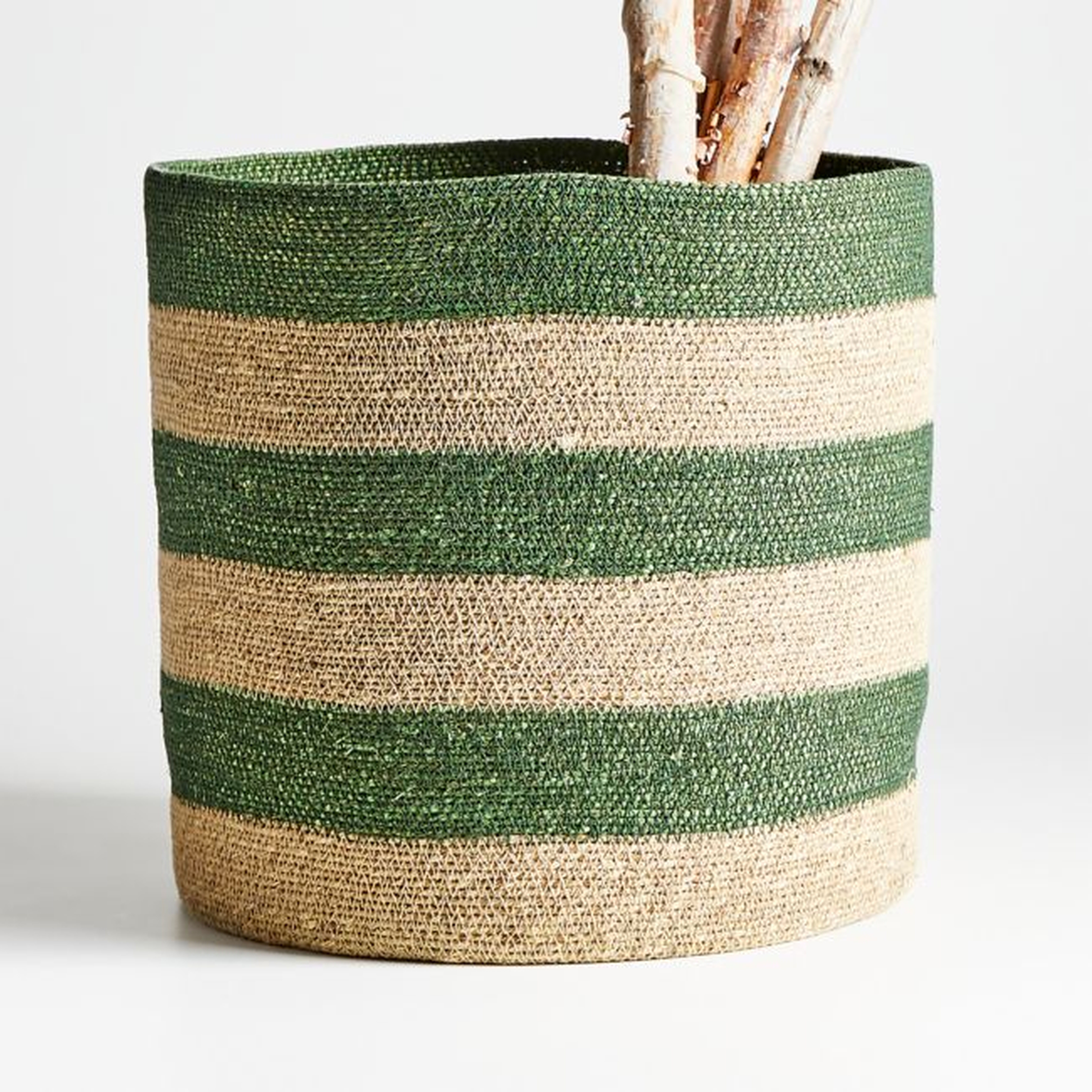 Karakum Moss Striped Basket - Crate and Barrel
