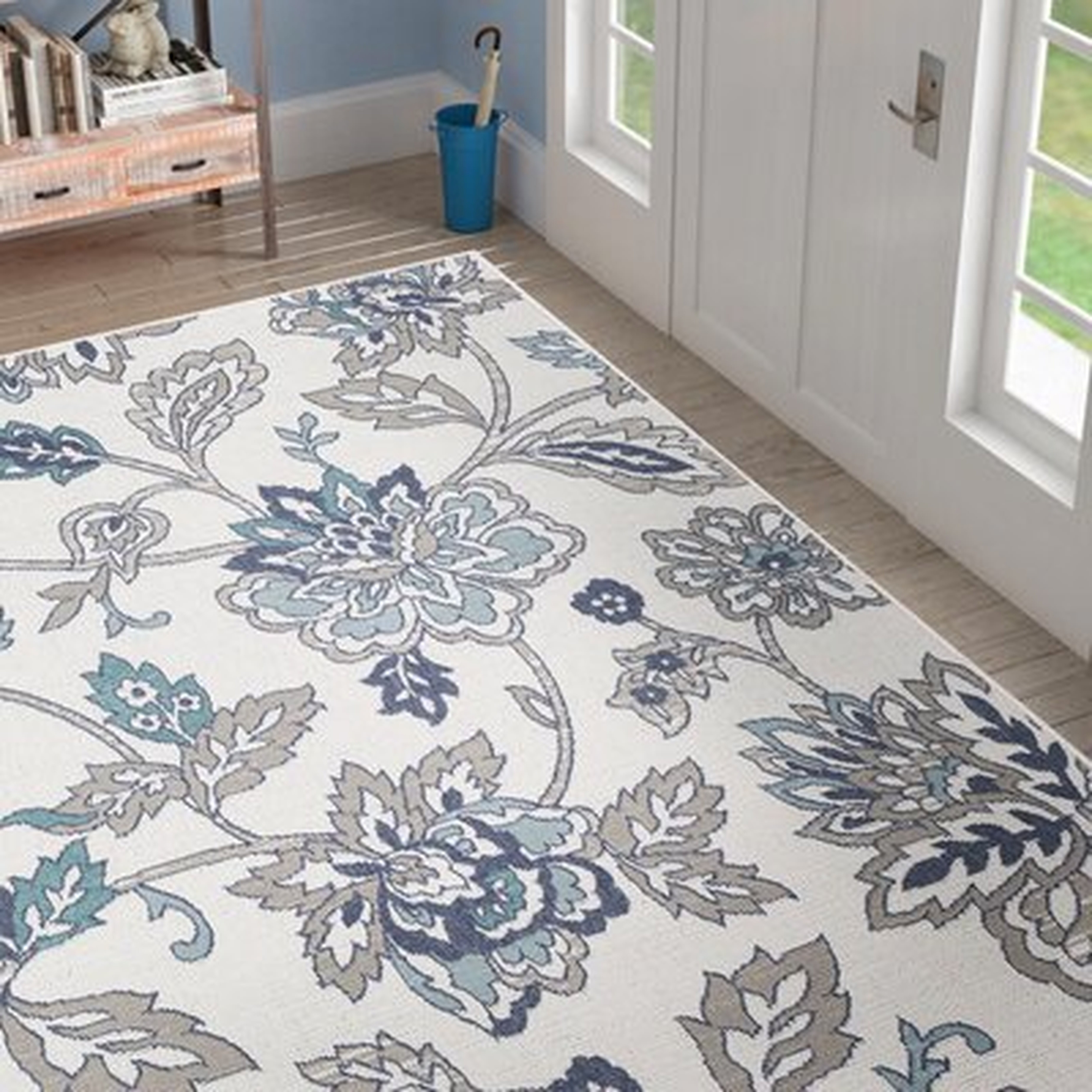Amherst Floral Power Loom Charcoal/Aqua/Taupe Rug - Wayfair