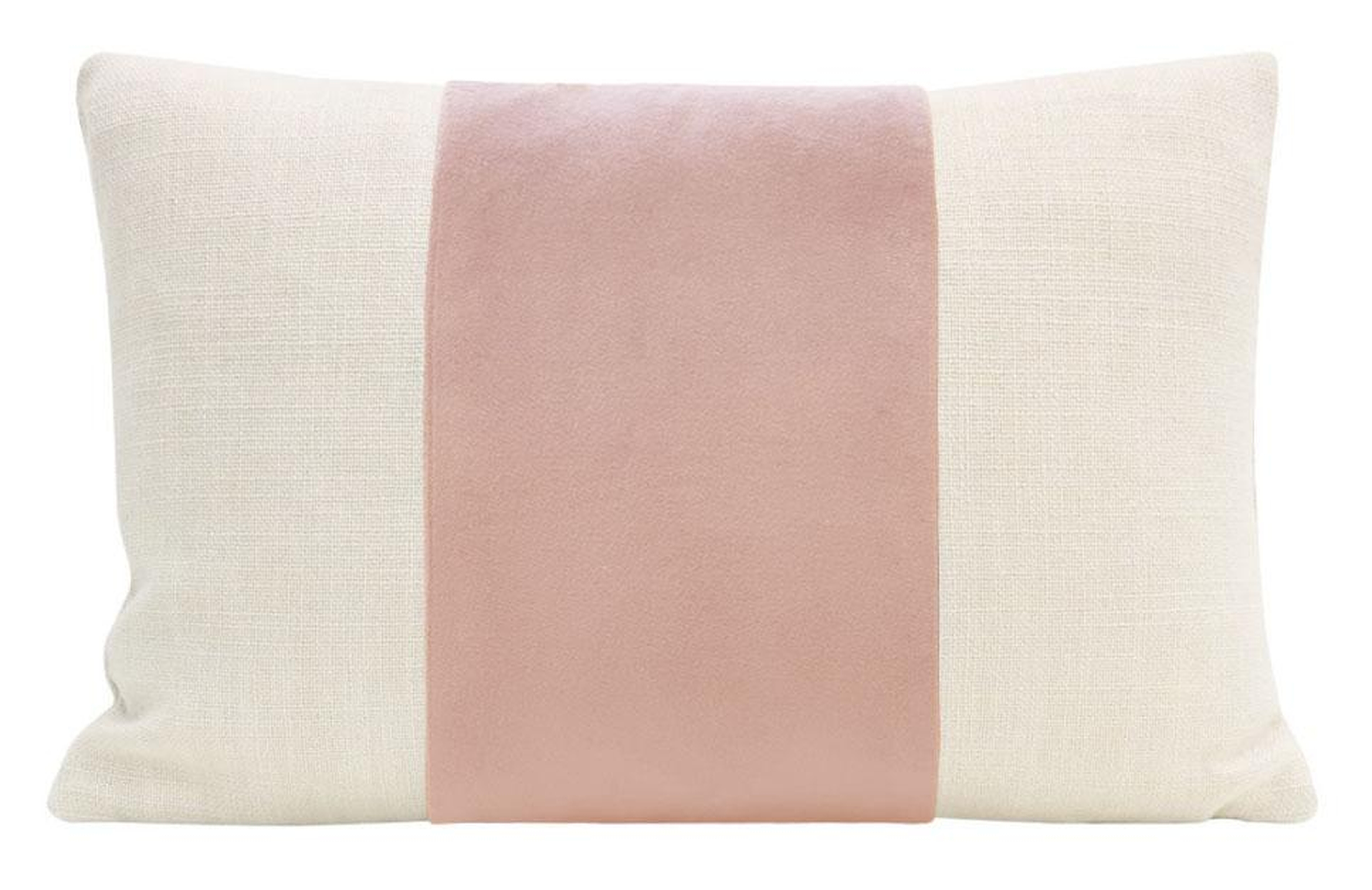The Little Lumbar Panel Classic Velvet Throw Pillow Cover, Blush, 18" x 12" - Little Design Company
