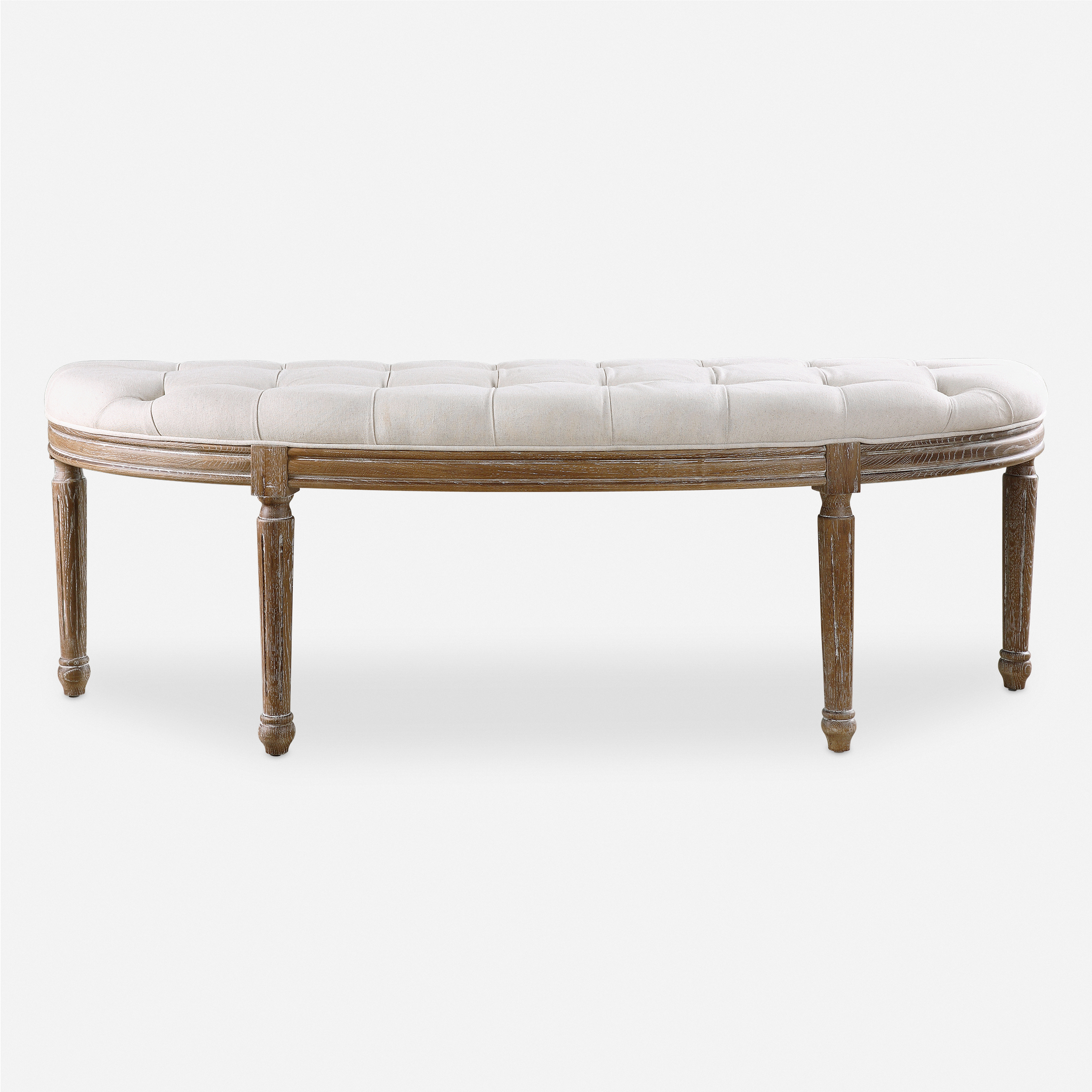 Leggett Tufted White Bench - Uttermost