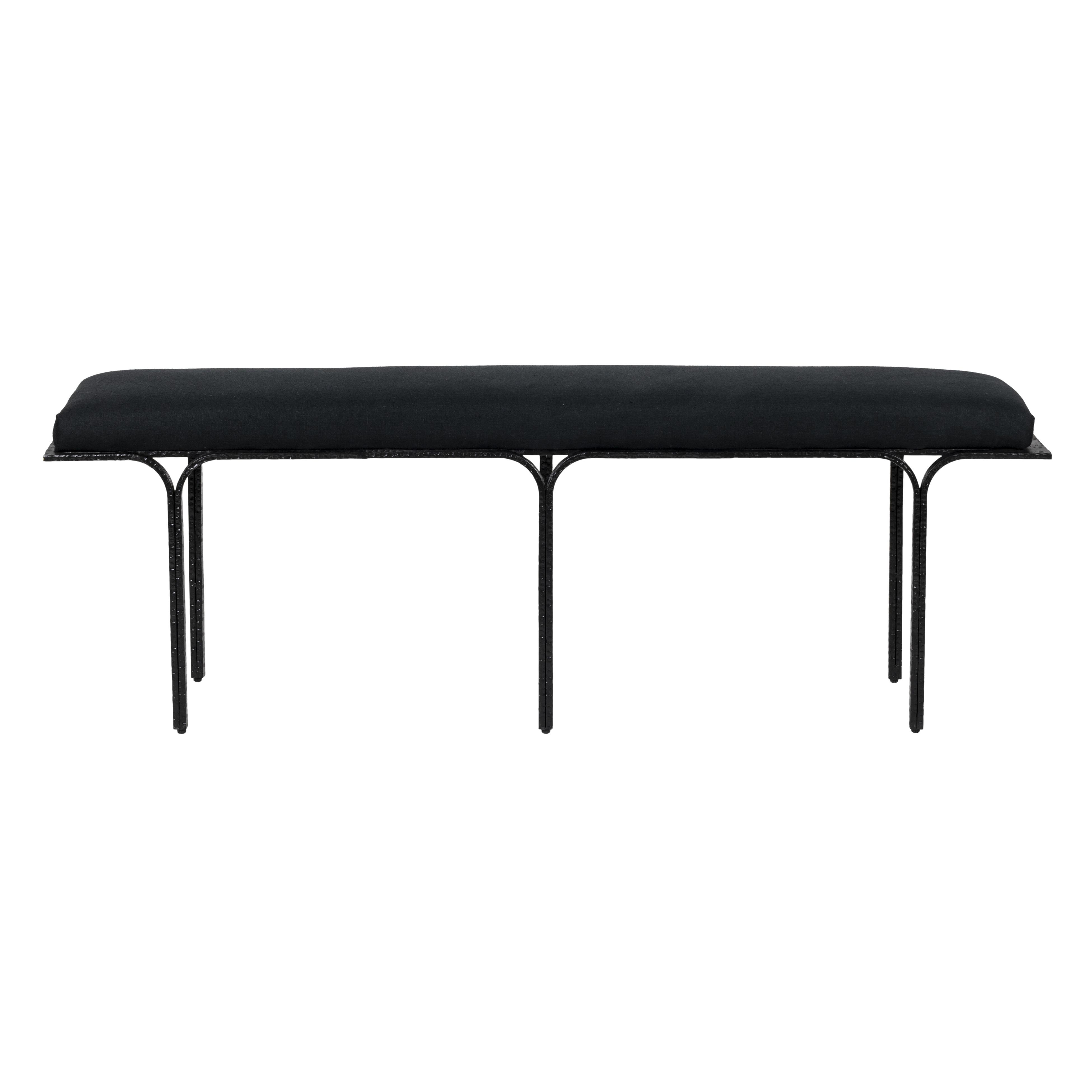 Bryn Black Linen Bench RESTOCK 4/16/2025. - TOV FURNITURE