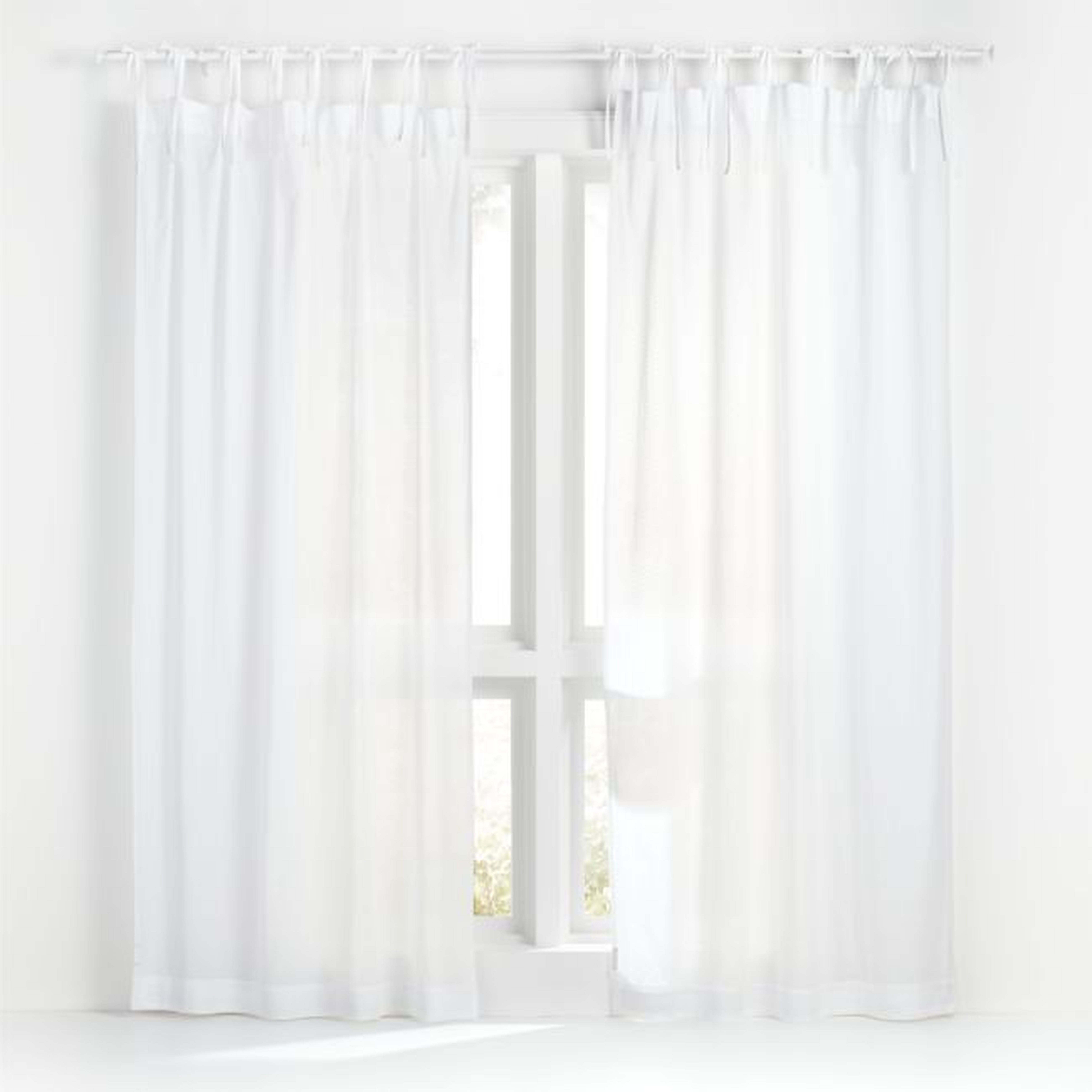 63" Sheer Dobby White Curtain Panel - Crate and Barrel