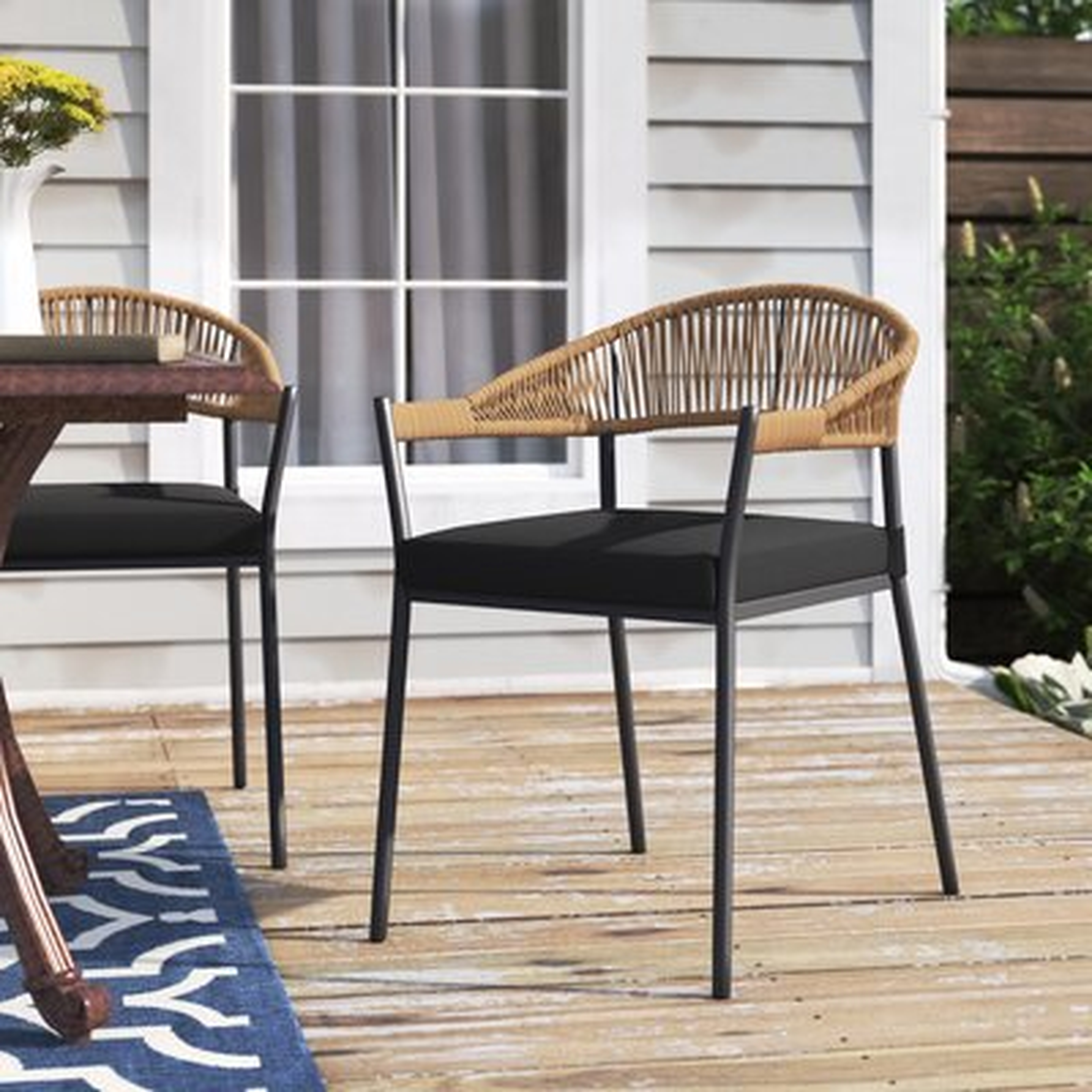 Dagostino Stacking Patio Dining Armchair with Cushion (set of 2) - Wayfair