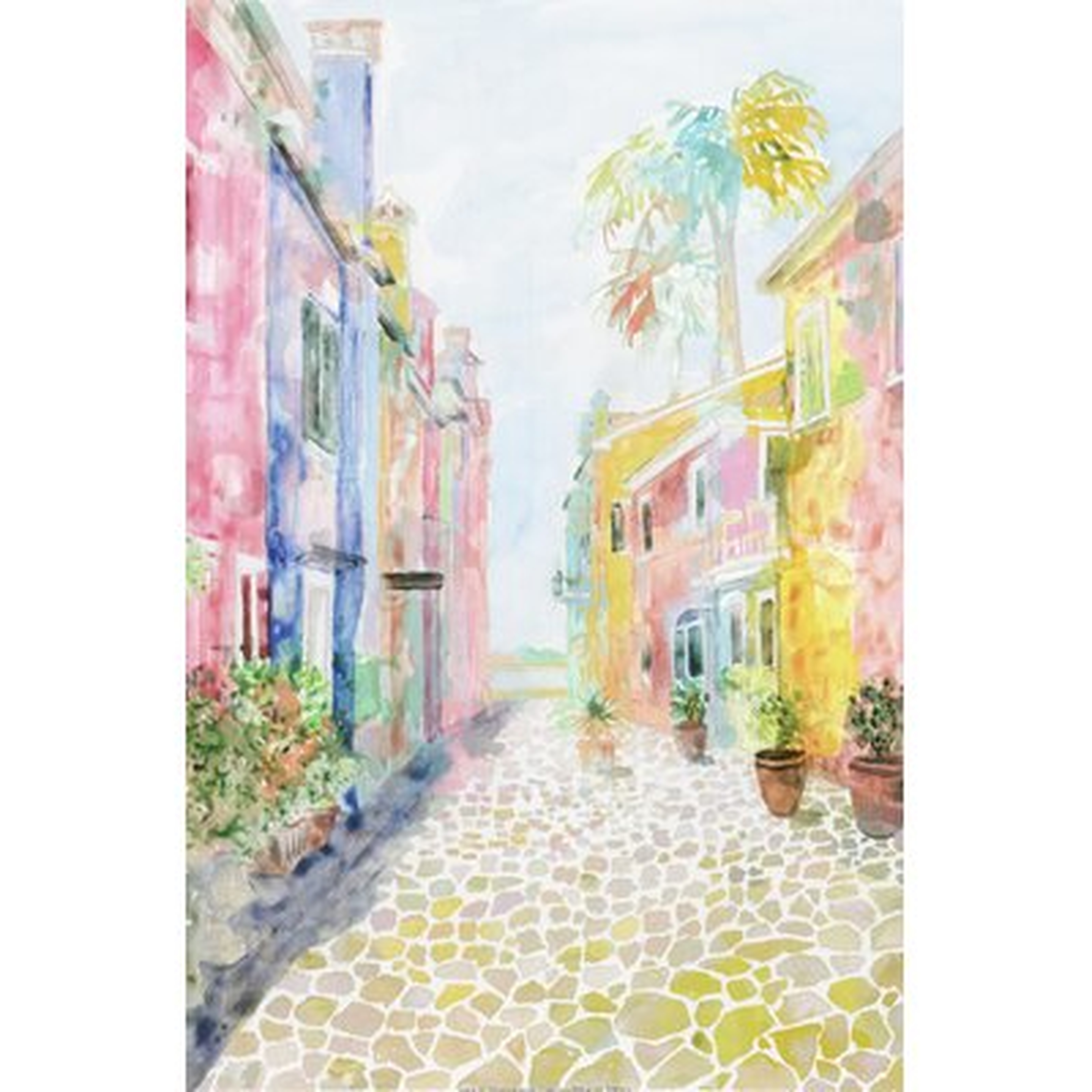 Watercolor Charleston Rainbow Row Houses - Print - Wayfair