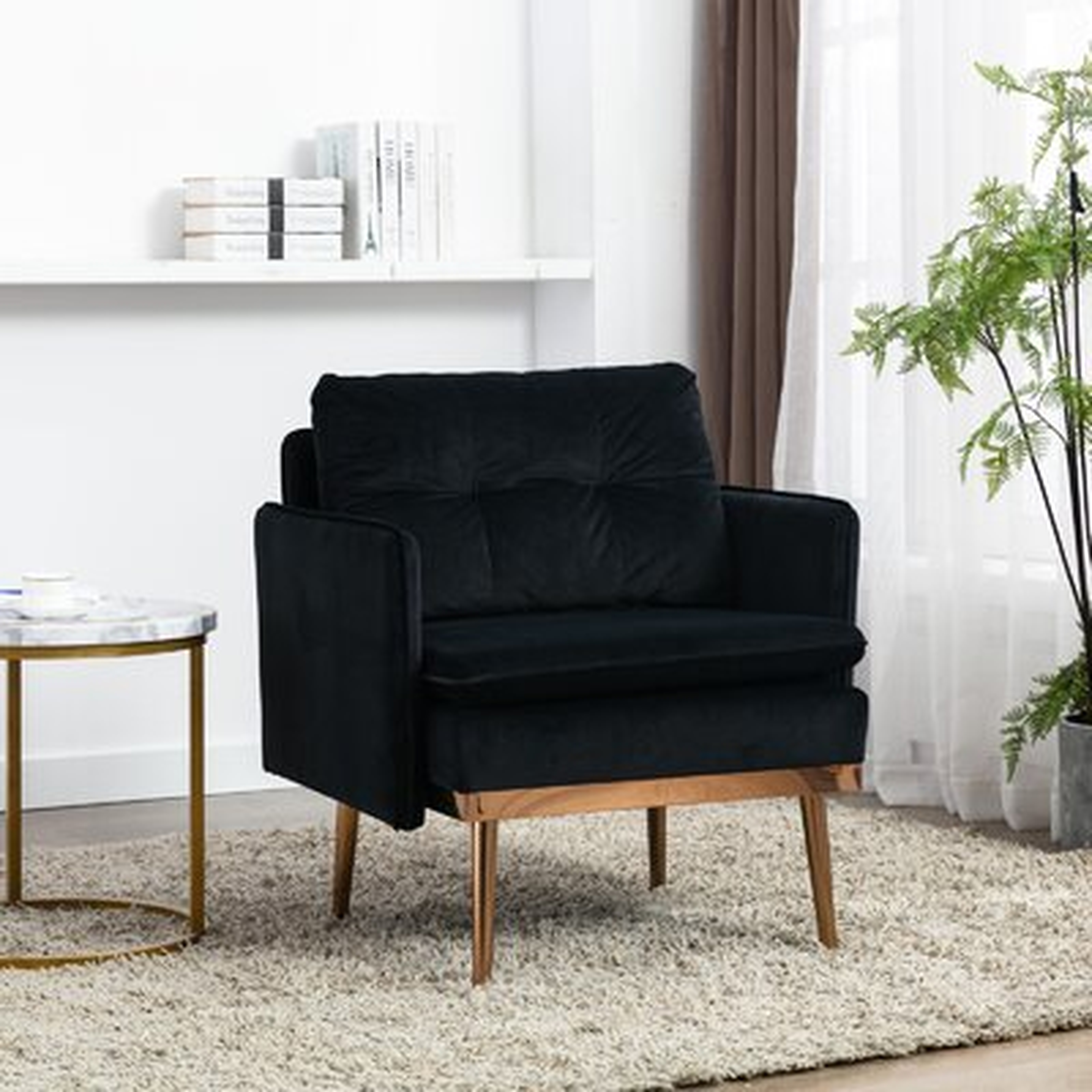 Accent Velet Chair With Square Arm - Wayfair