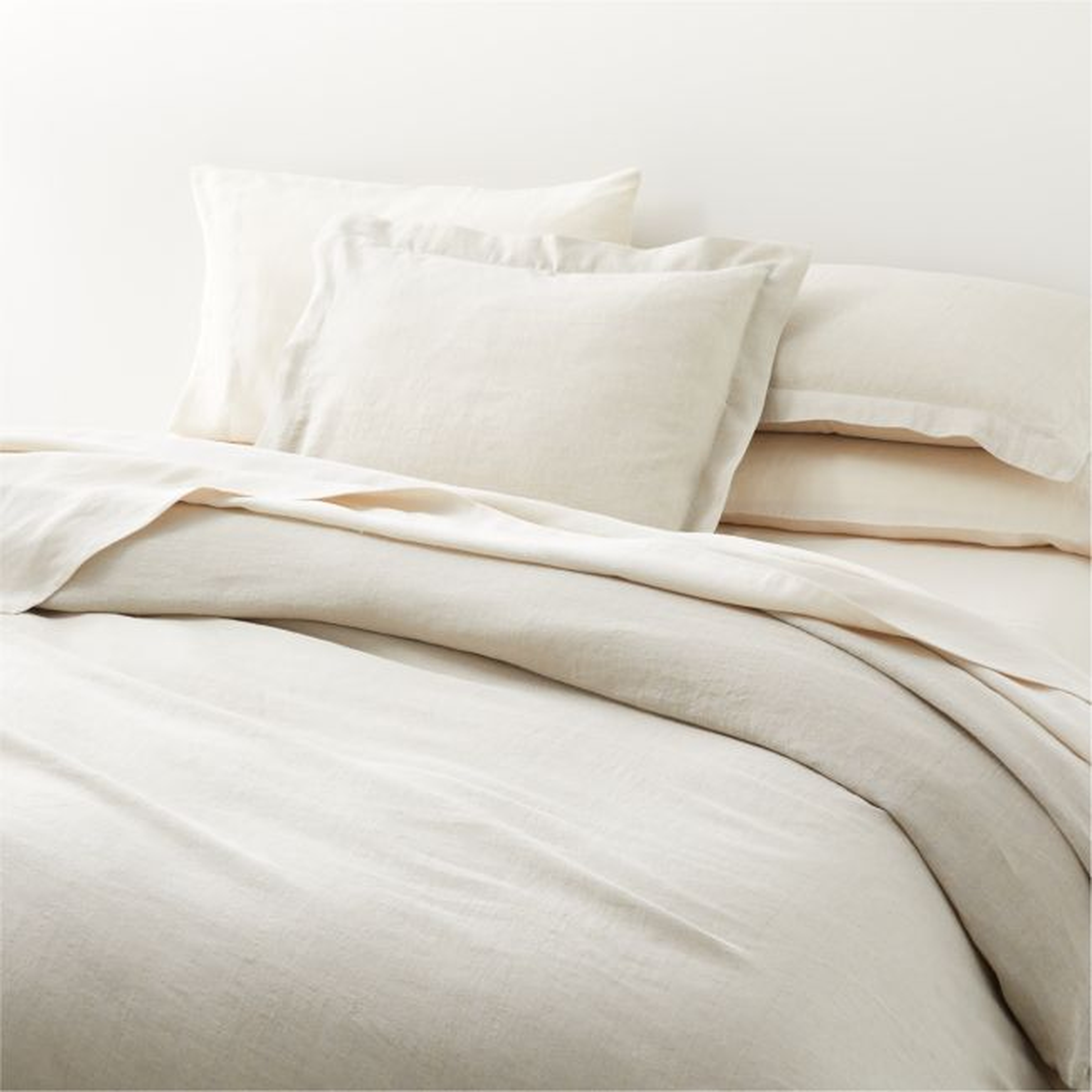 Linen Lurex Striped King Duvet Cover - Crate and Barrel