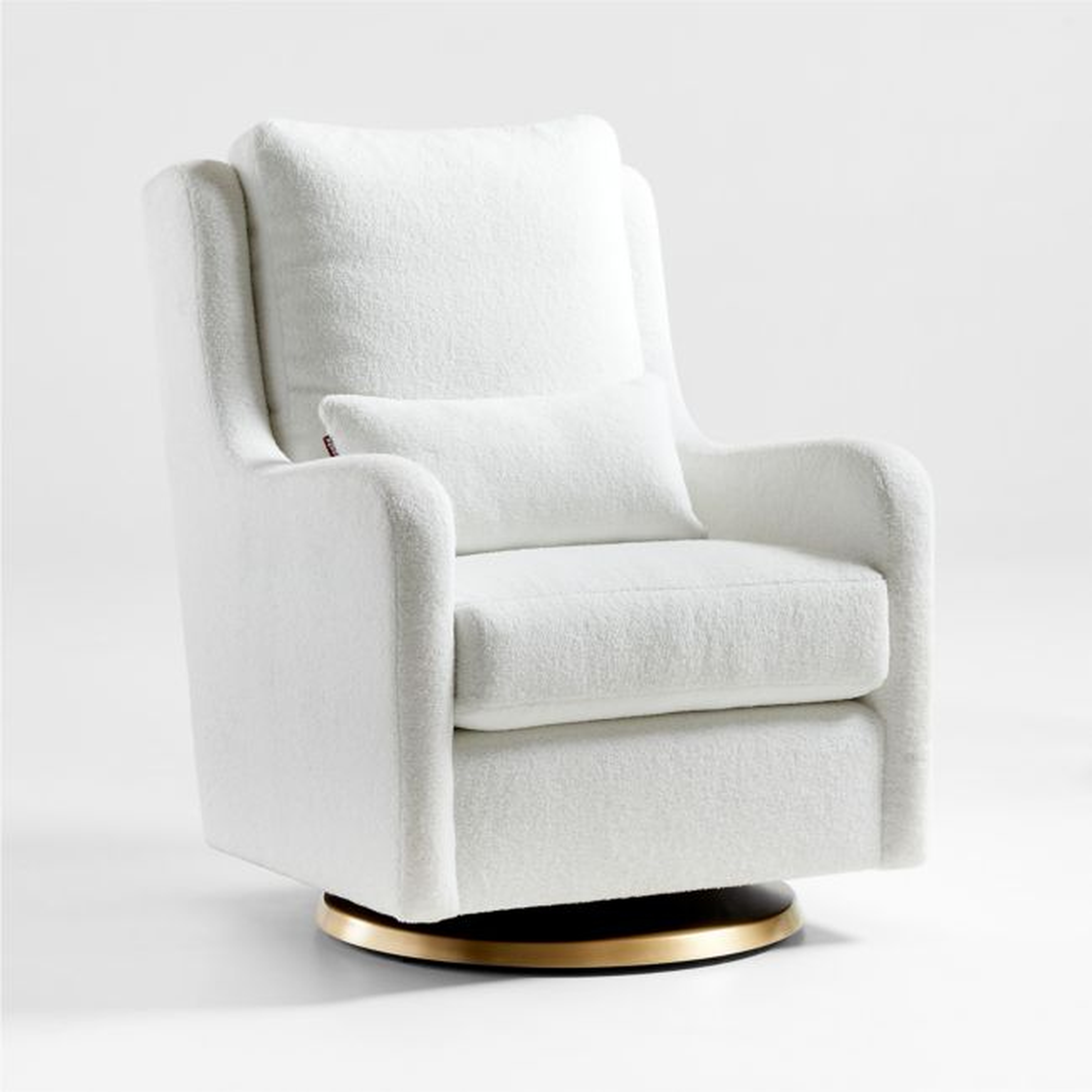 Milo Faux Sherpa Nursery Swivel Glider Chair with Gold Base - Crate and Barrel