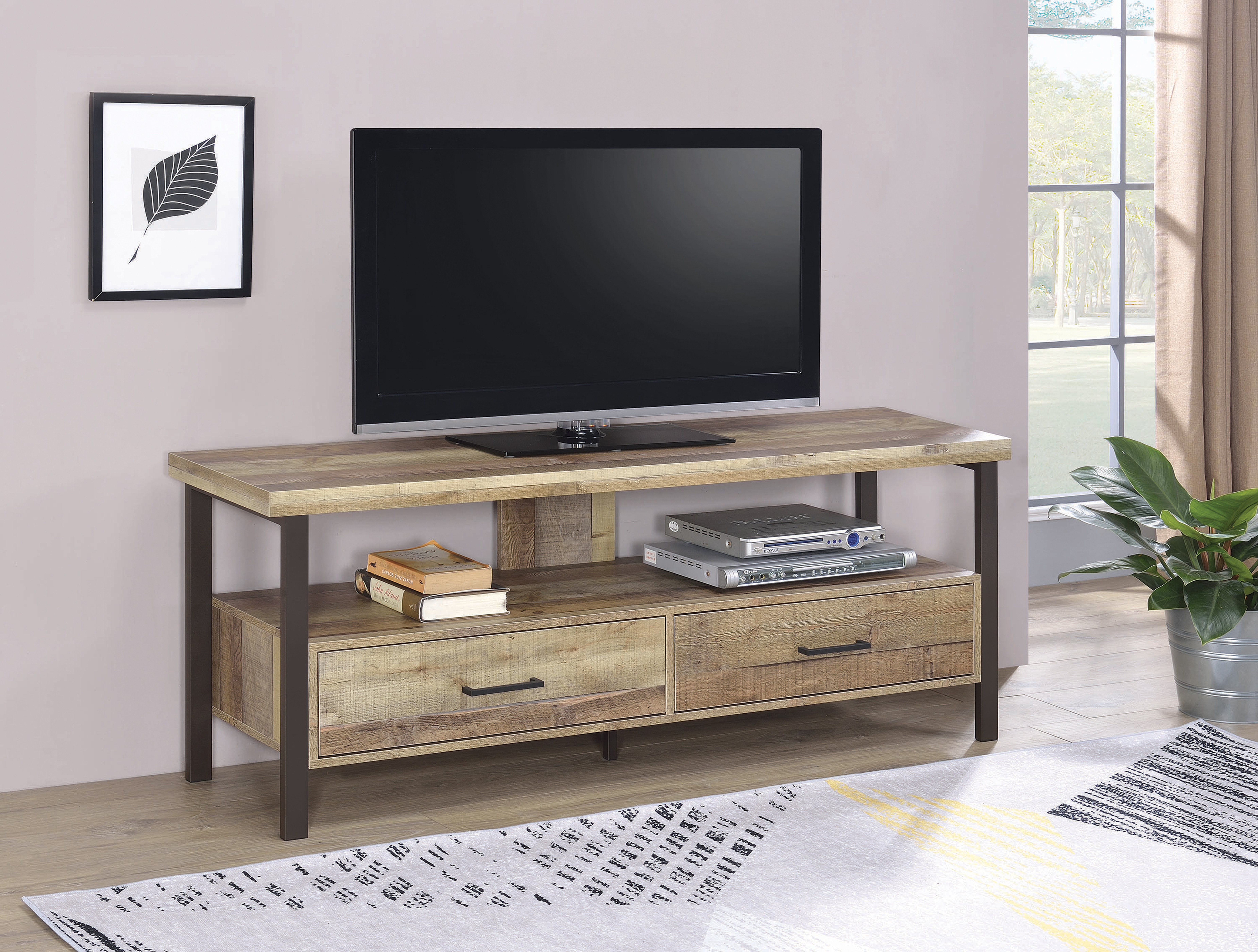 59" 2-drawer TV Console Weathered Pine - Harwich Collection