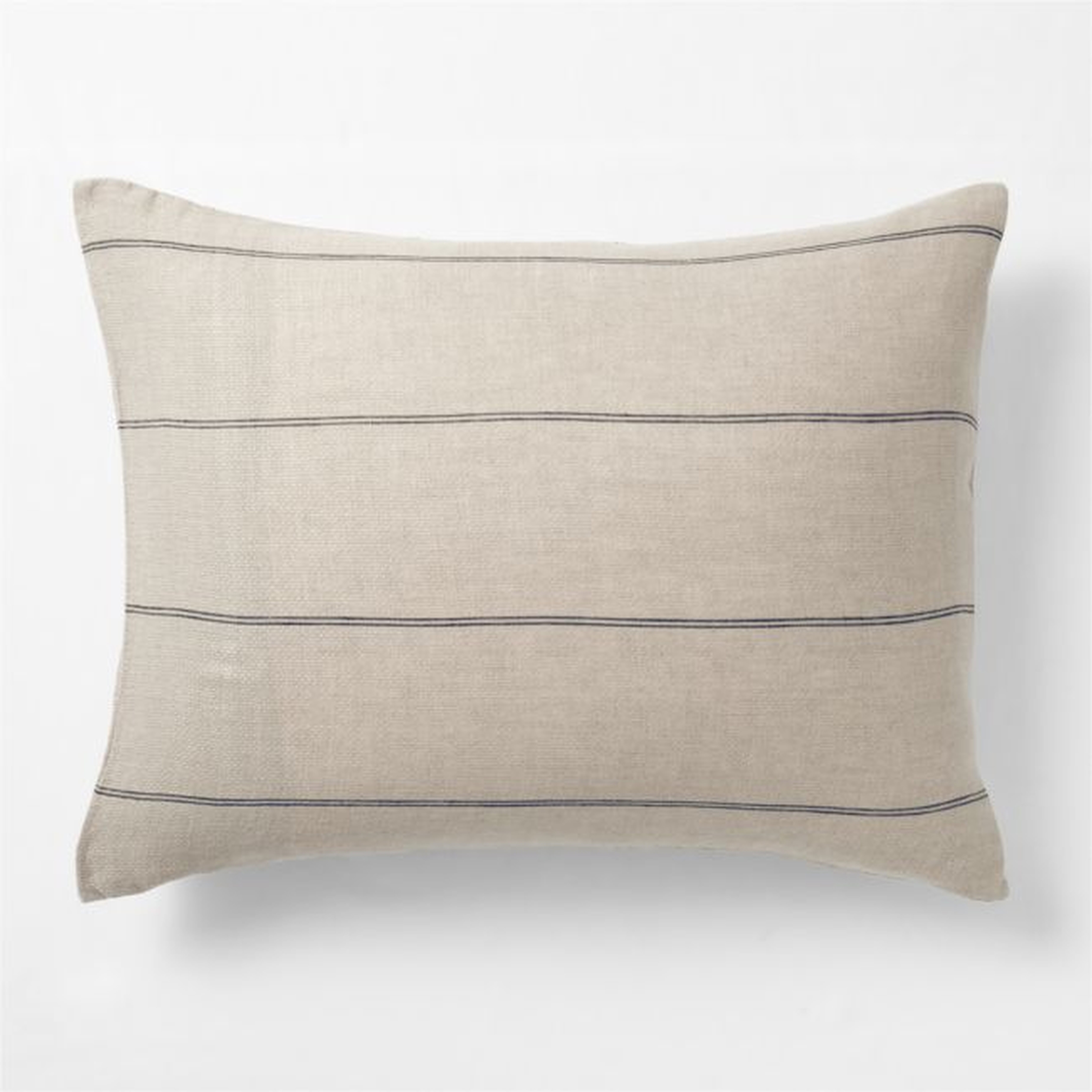 Natural Hemp Arcadia Tan and Midnight Navy Reversible Grid Standard Bed Pillow Sham - Crate and Barrel