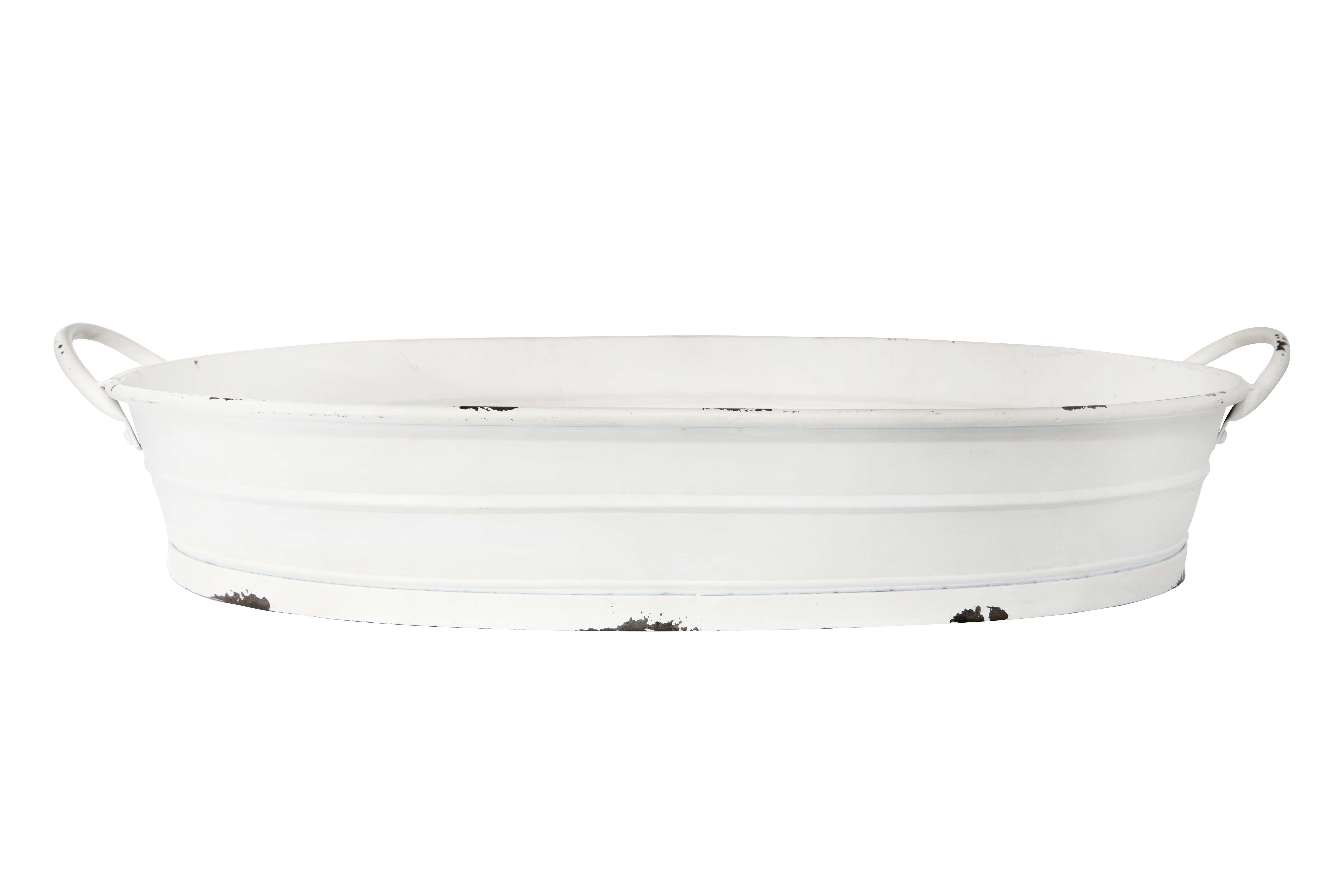 Oval Distressed Metal Tray with Handles - Creative Co-Op