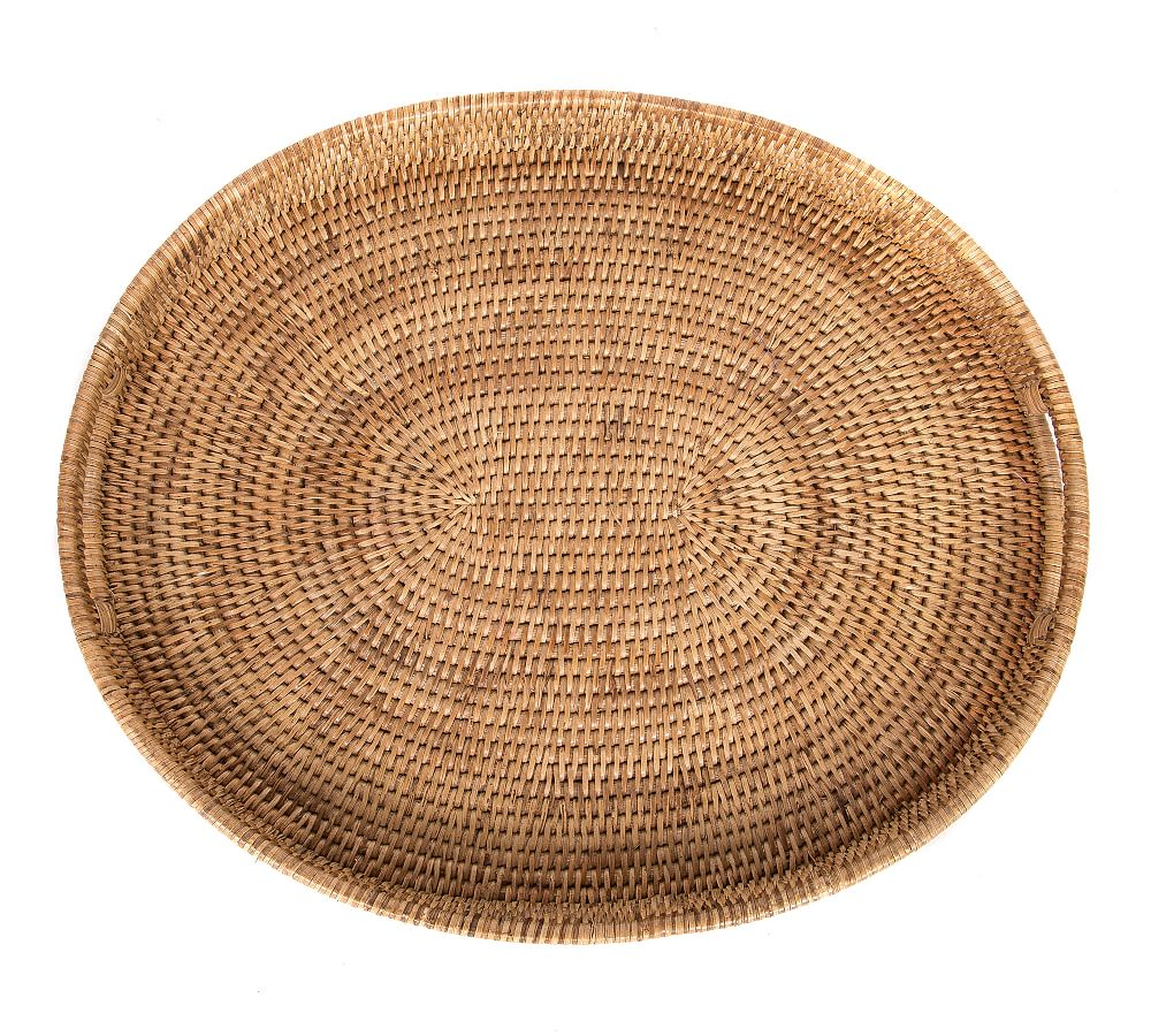 Tava Handwoven Rattan Oval Serving Tray, Natural - Pottery Barn