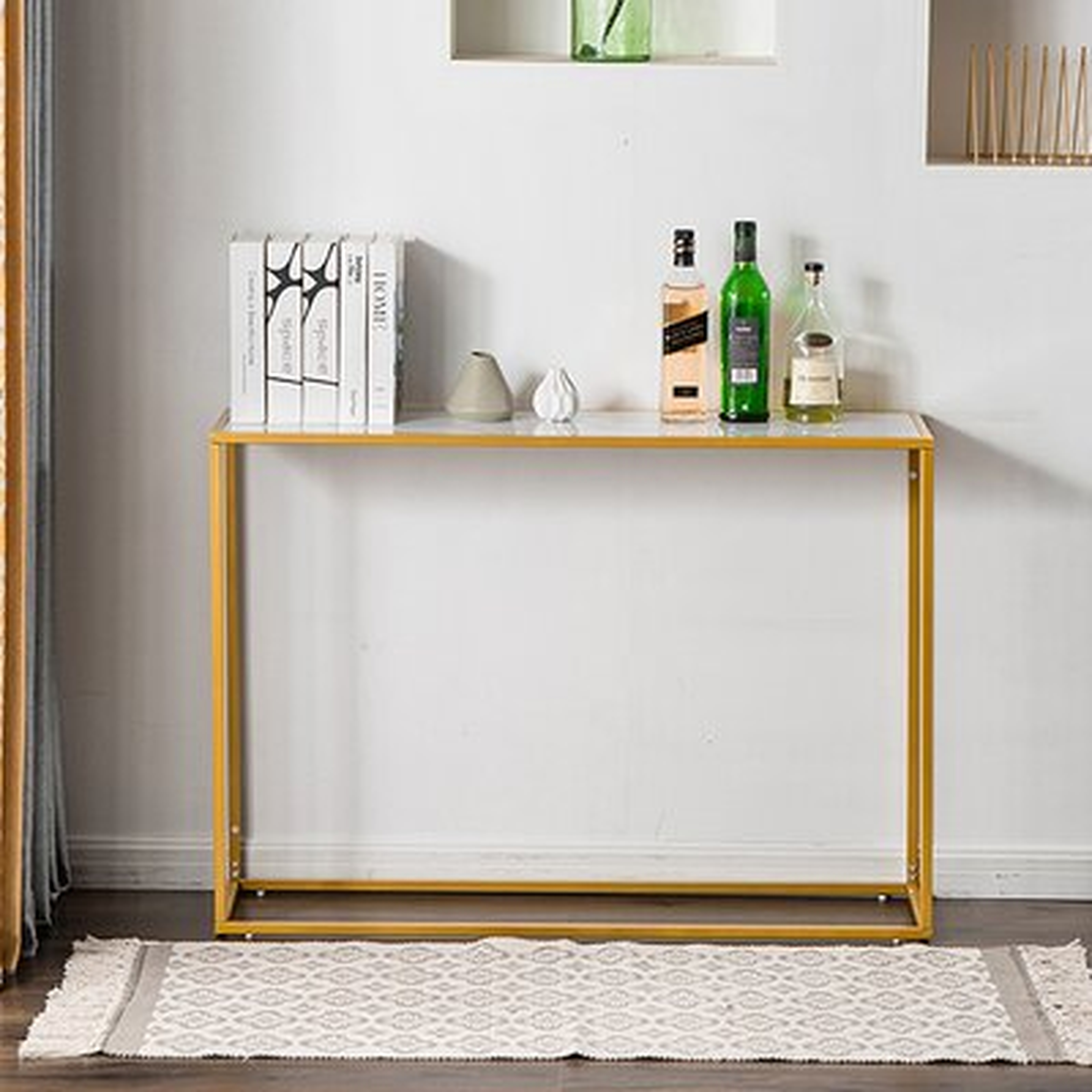 Minimalist Open Frame Console Table (Gold/White) - Wayfair