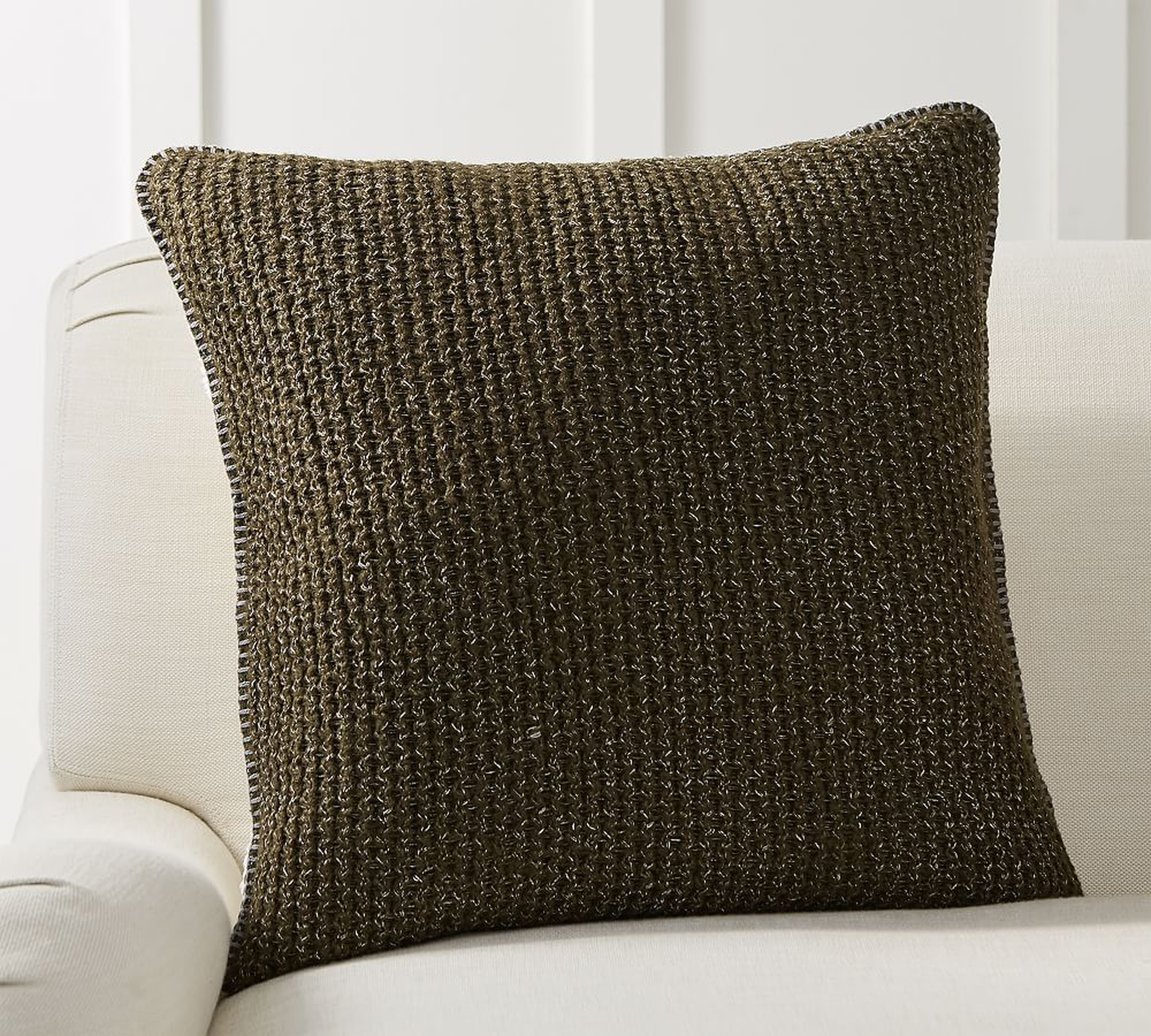 Thermal Knit Sherpa Back Pillow Cover, 24 x 24", Olive - Pottery Barn