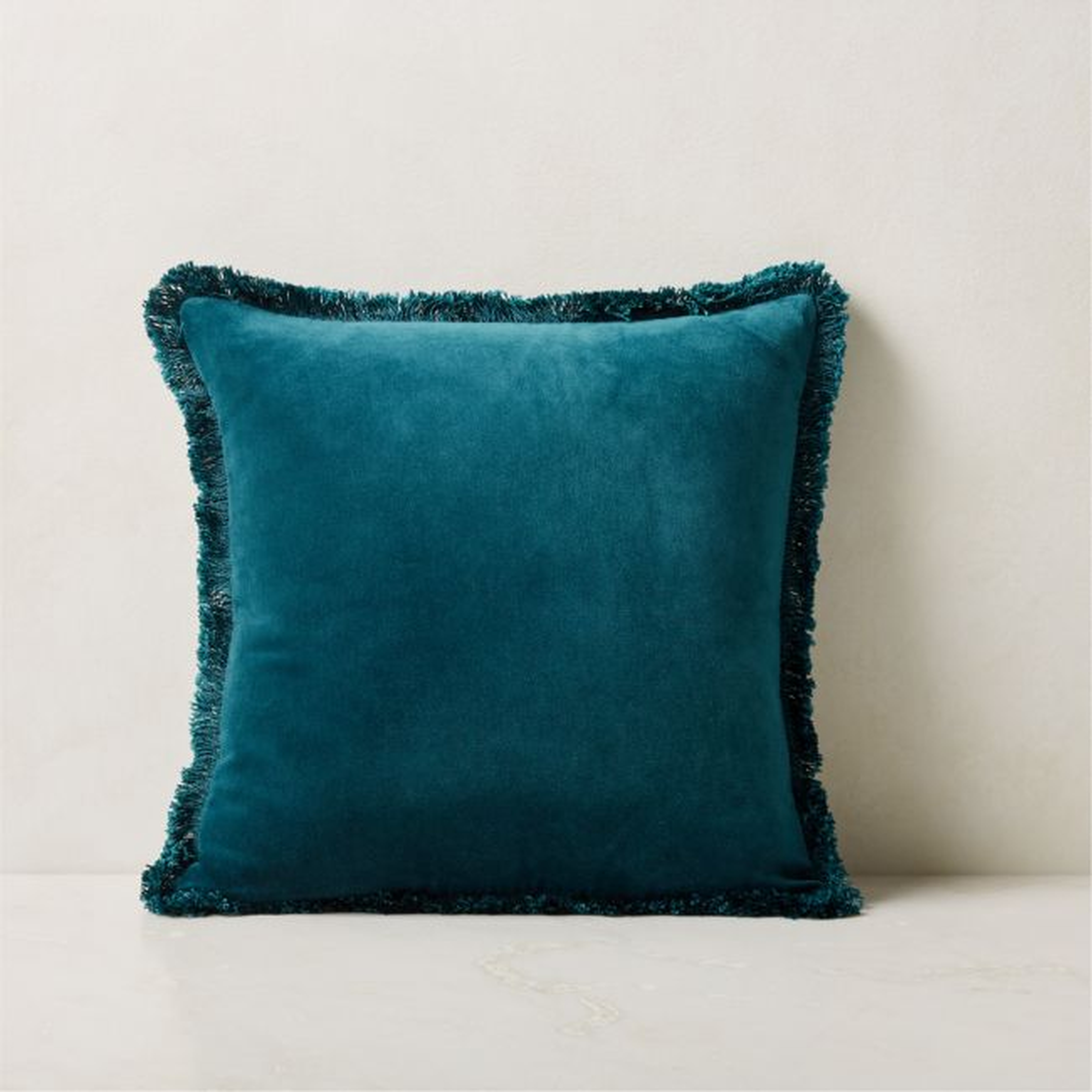 Bettie Teal Velvet Throw Pillow with Down-Alternative Insert 18'' - CB2