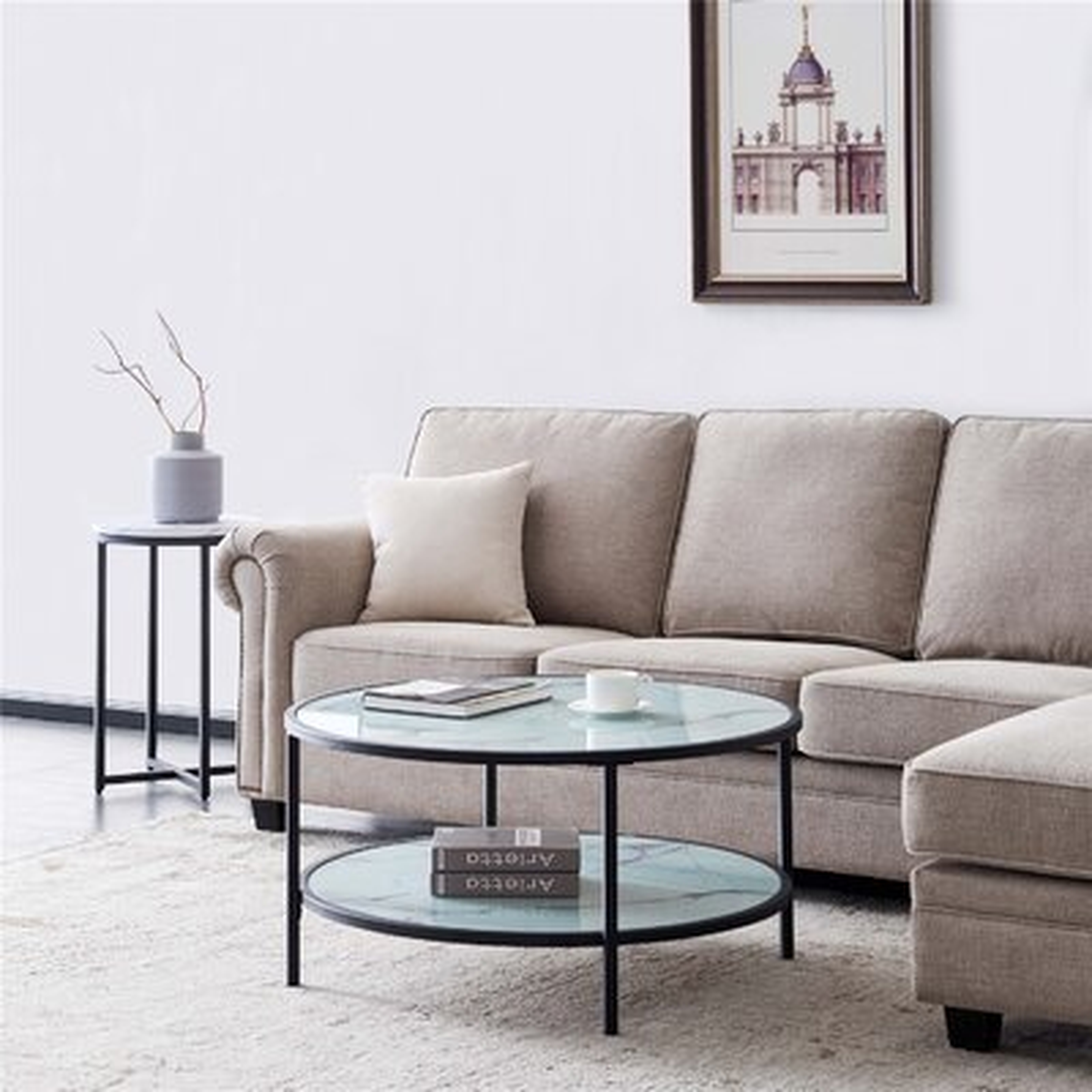 Coffee Table With Large Storage Space, Marble - Wayfair