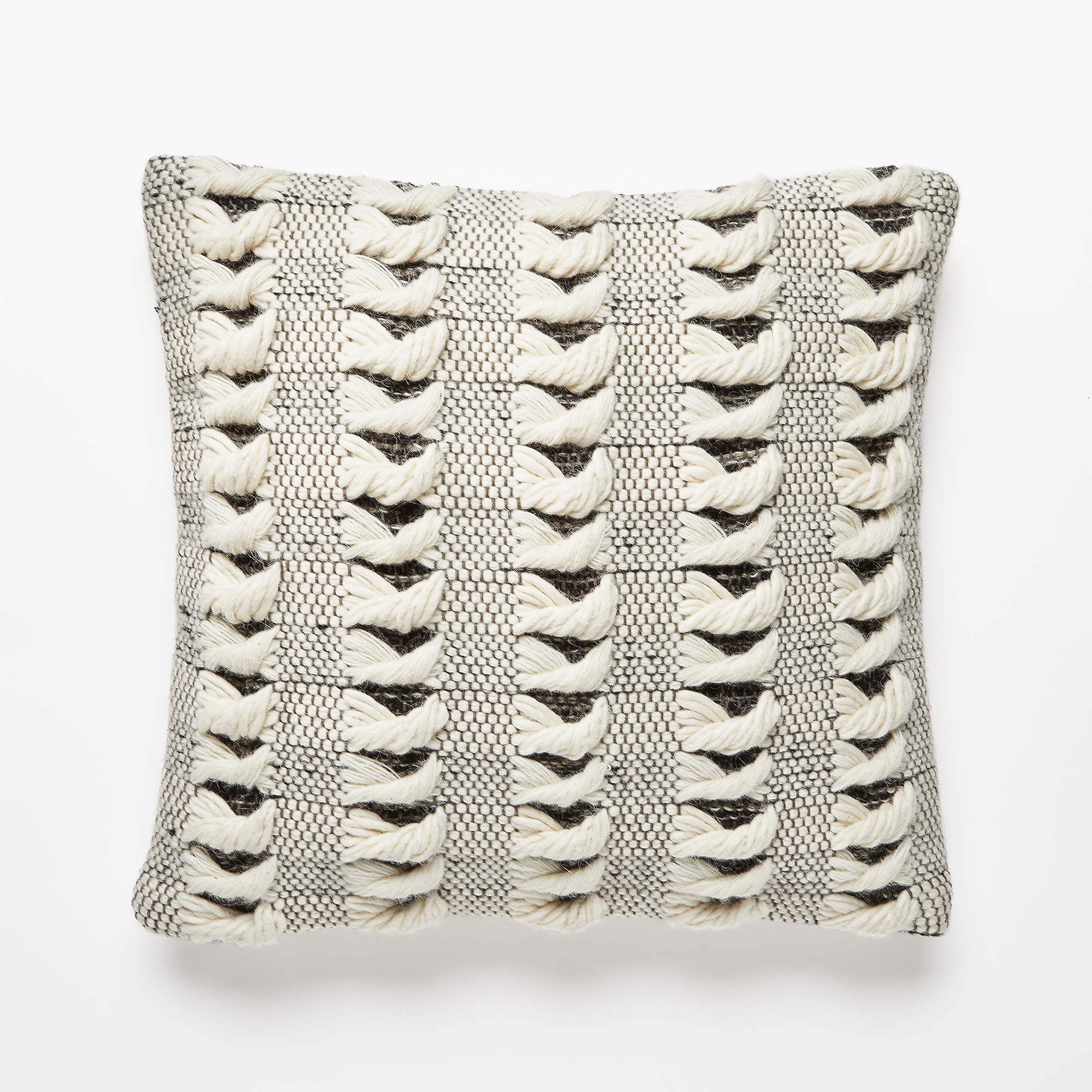 Simon Ivory White Wool Throw Pillow with Feather-Down Insert 20" - CB2