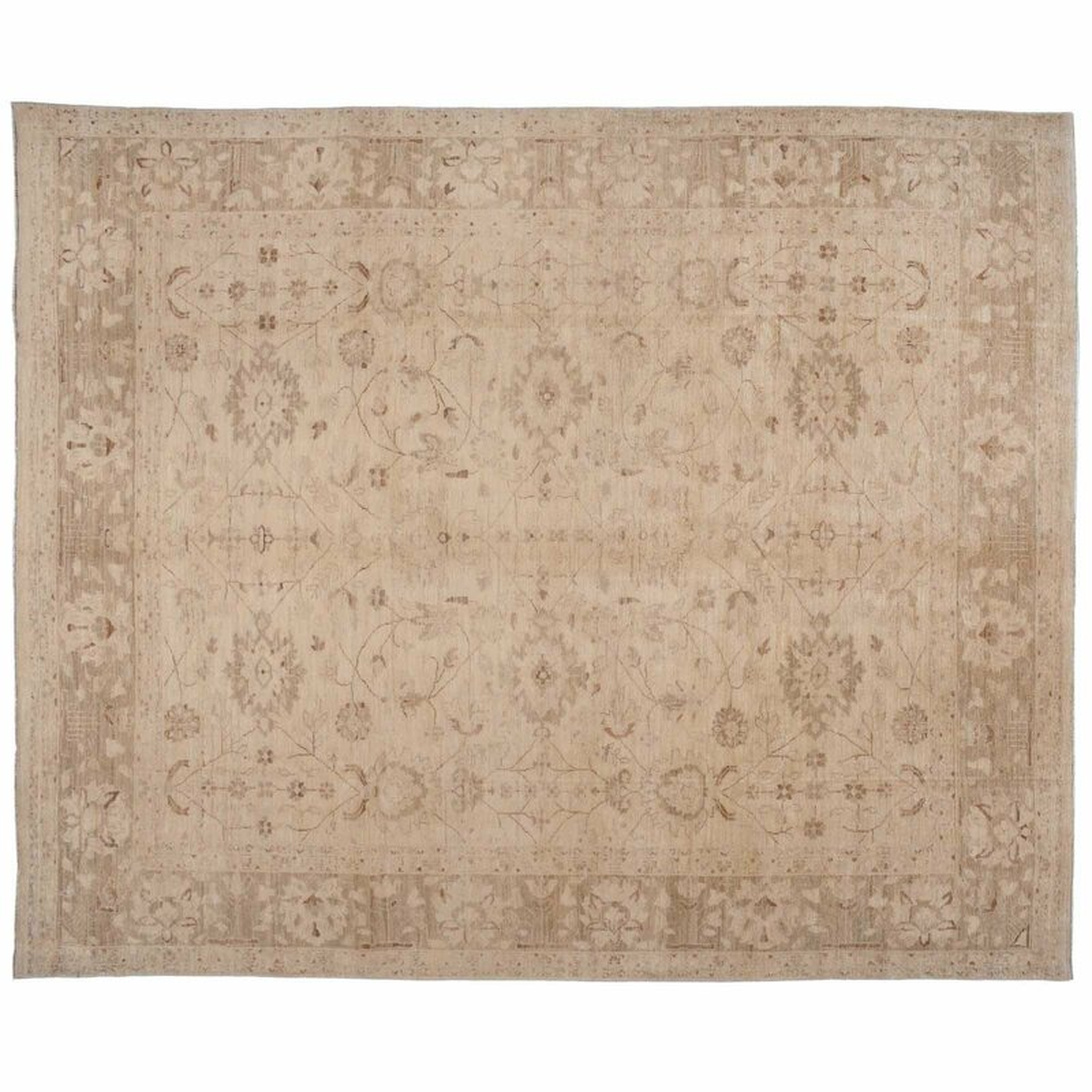 Aga John Oriental Rugs One-of-a-Kind Hand-Knotted Beige/Light Green 8' x 9'9"" Wool Area Rug - Perigold