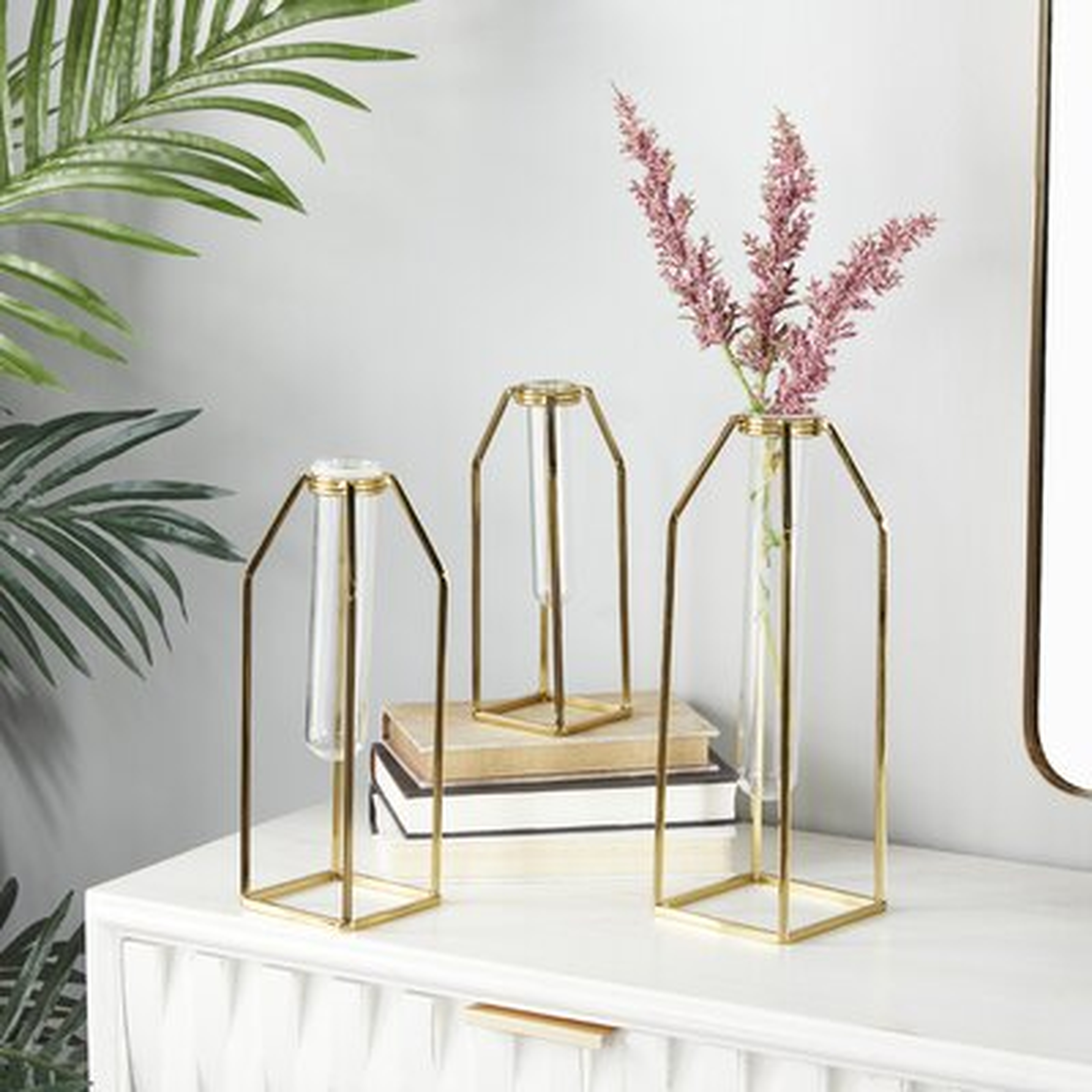 3 Piece Gold Stainless Steel Table Vase Set - Wayfair