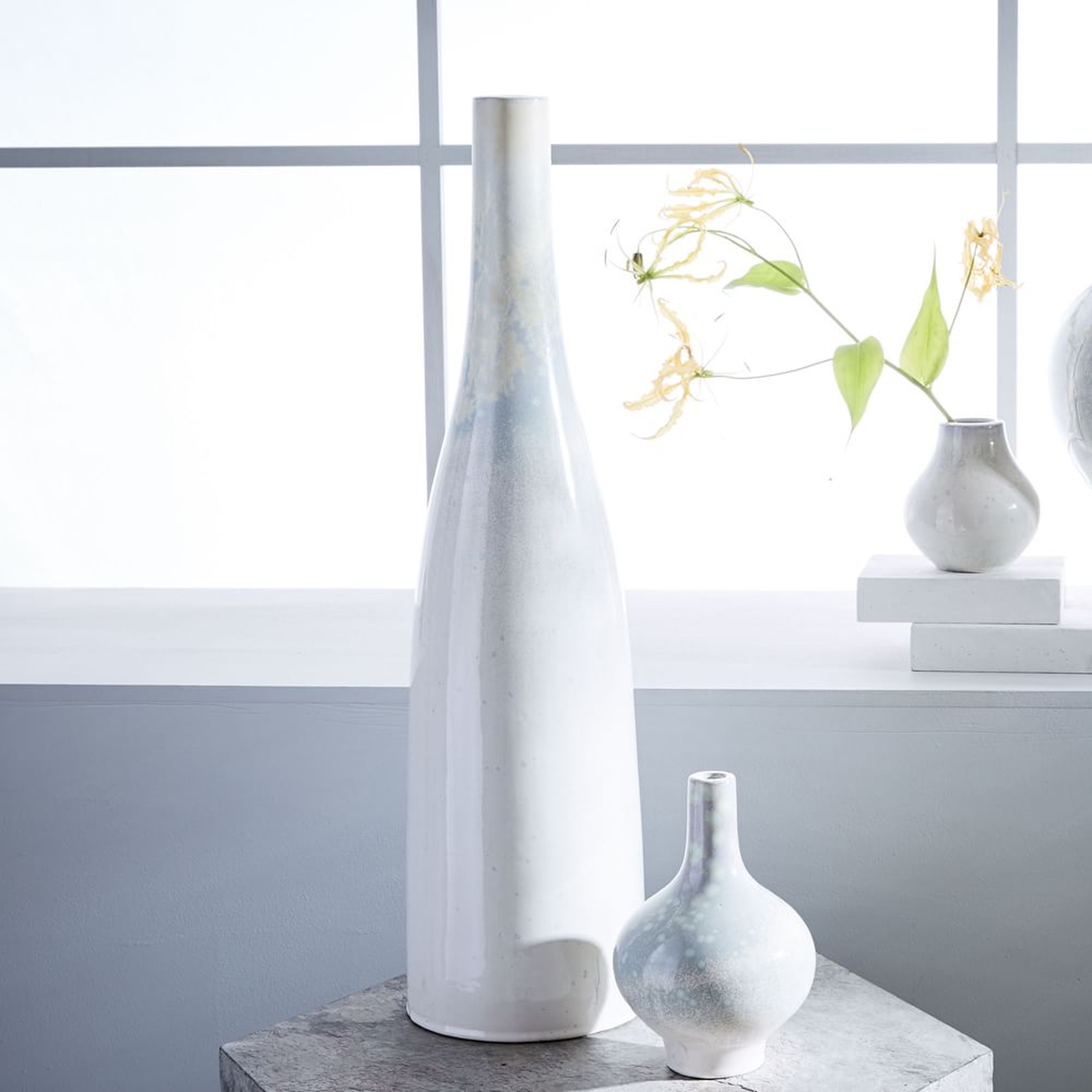 Reactive Glaze Vase, Extra Tall, 25", White - West Elm