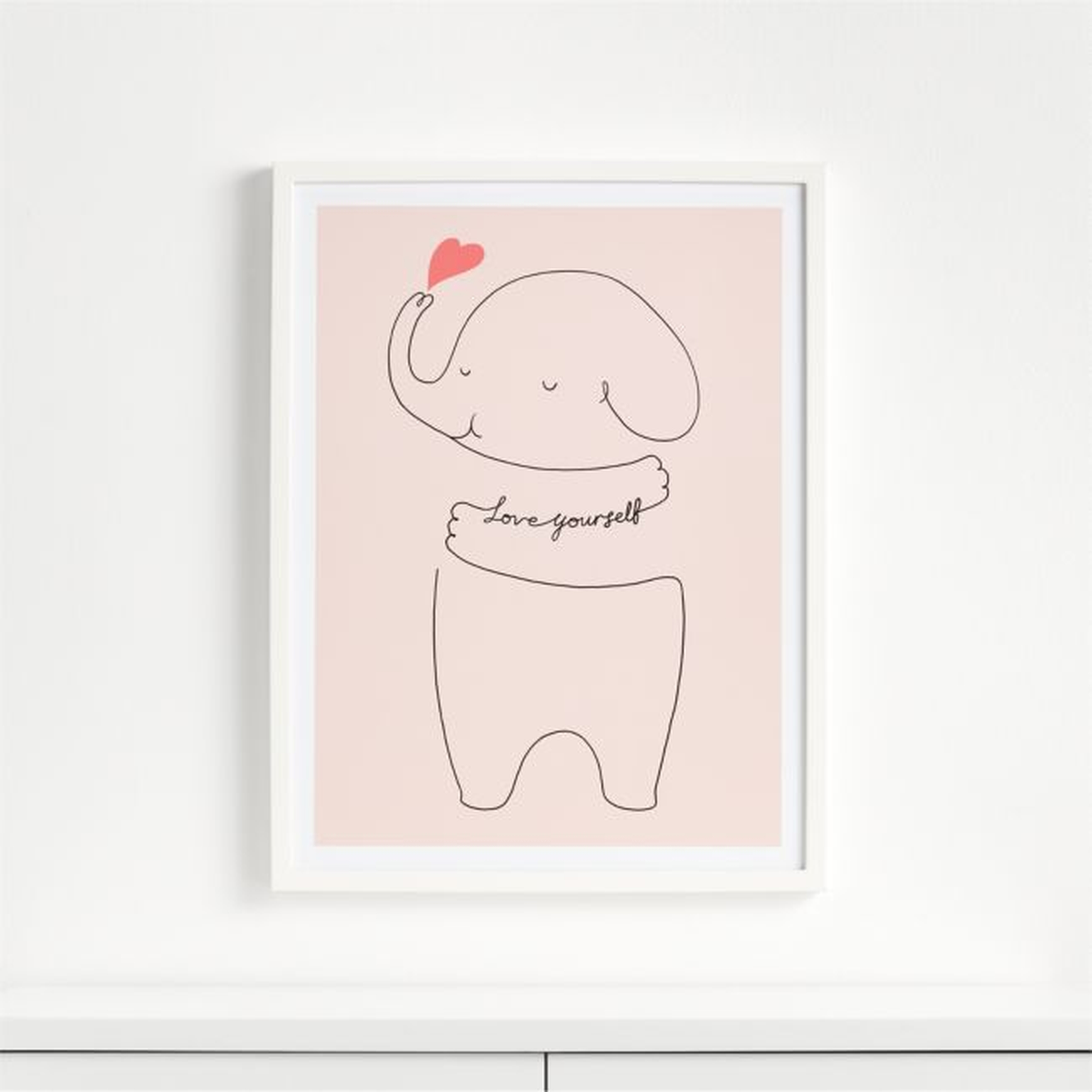 Love Yourself Elephant Framed Wall Art - Crate and Barrel