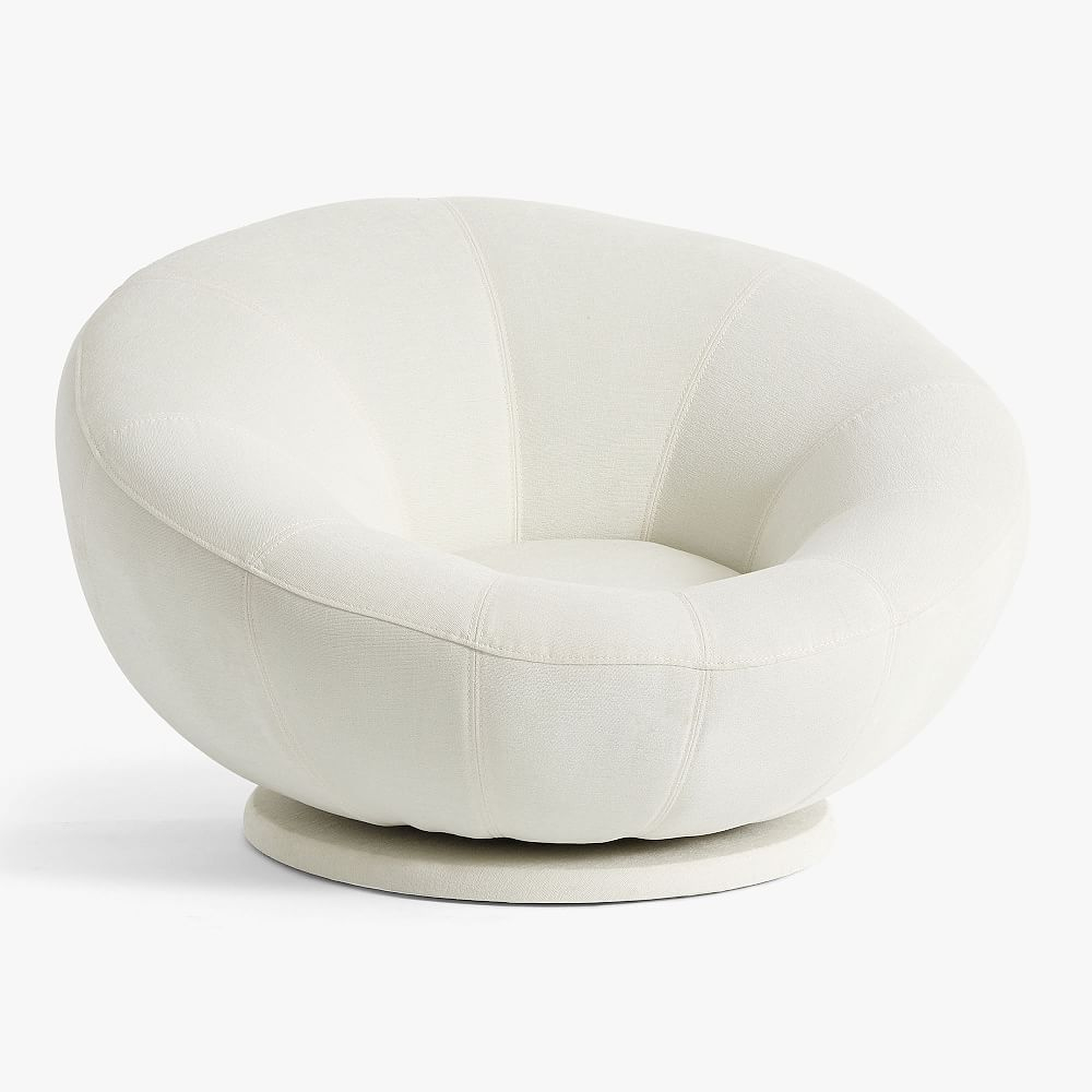 Chenille Washed Ivory Groovy Swivel Chair - Pottery Barn Teen