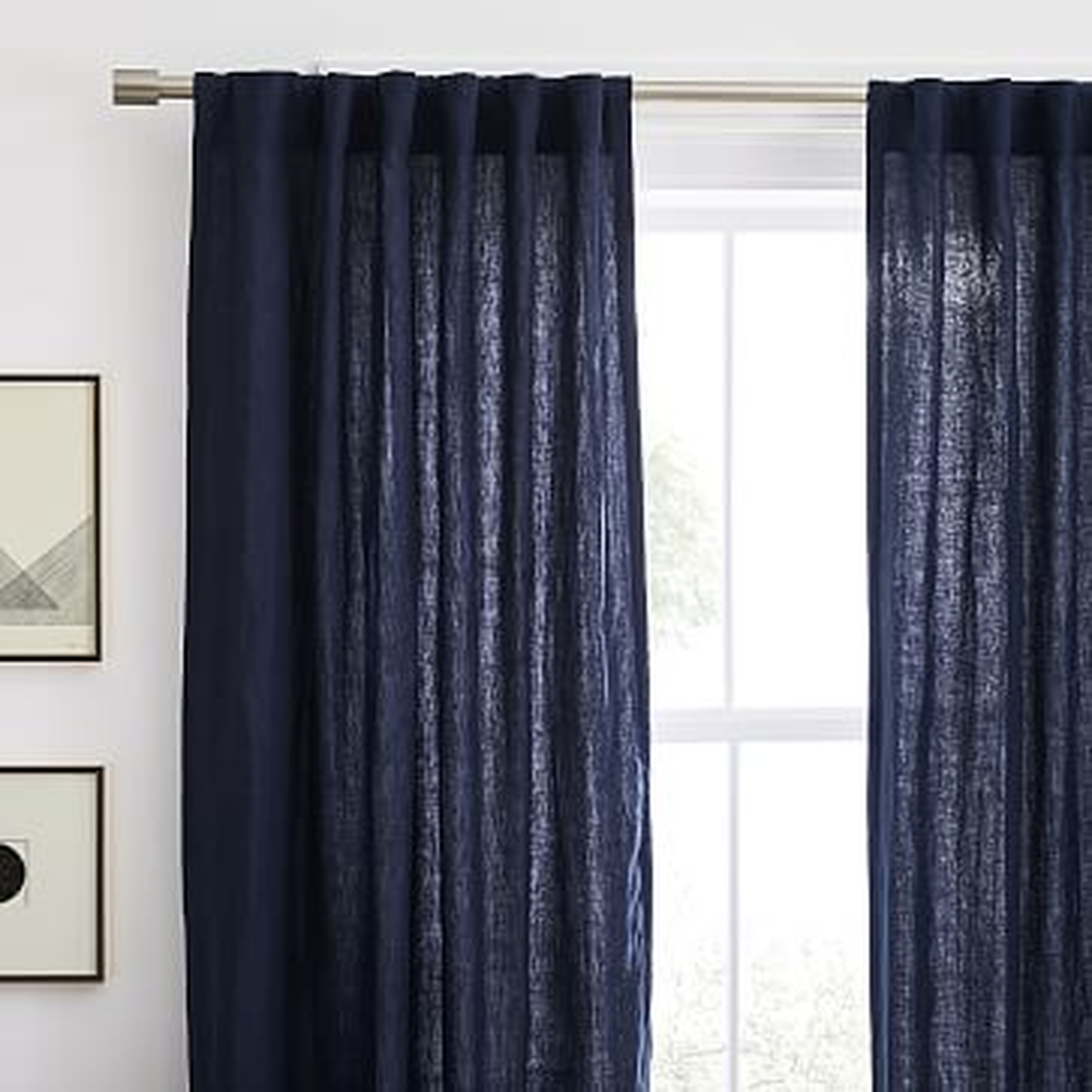 European Flax Linen Curtain, Midnight, 48"x84" - West Elm