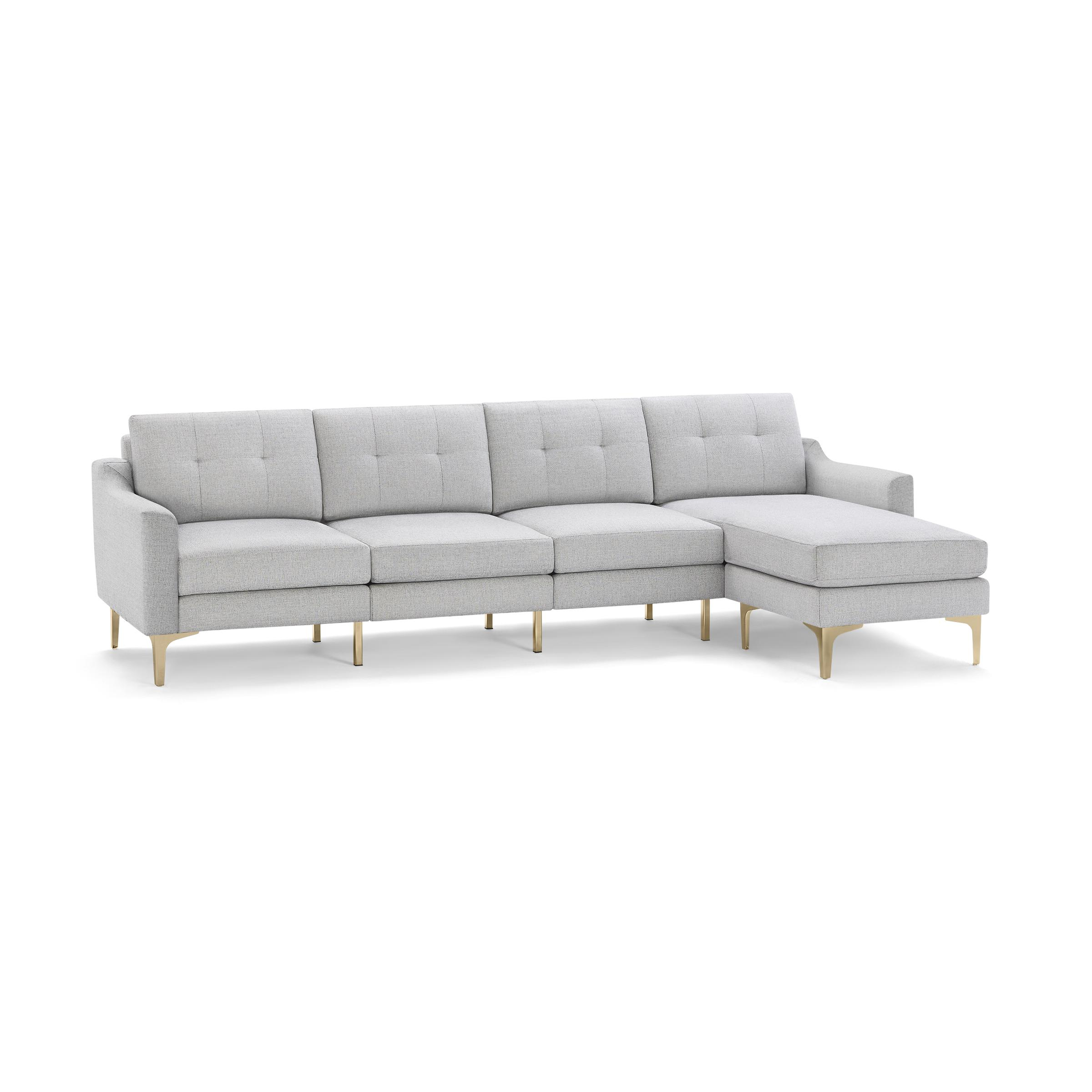 Nomad King Sectional in Crushed Gravel, Brass Legs - Burrow