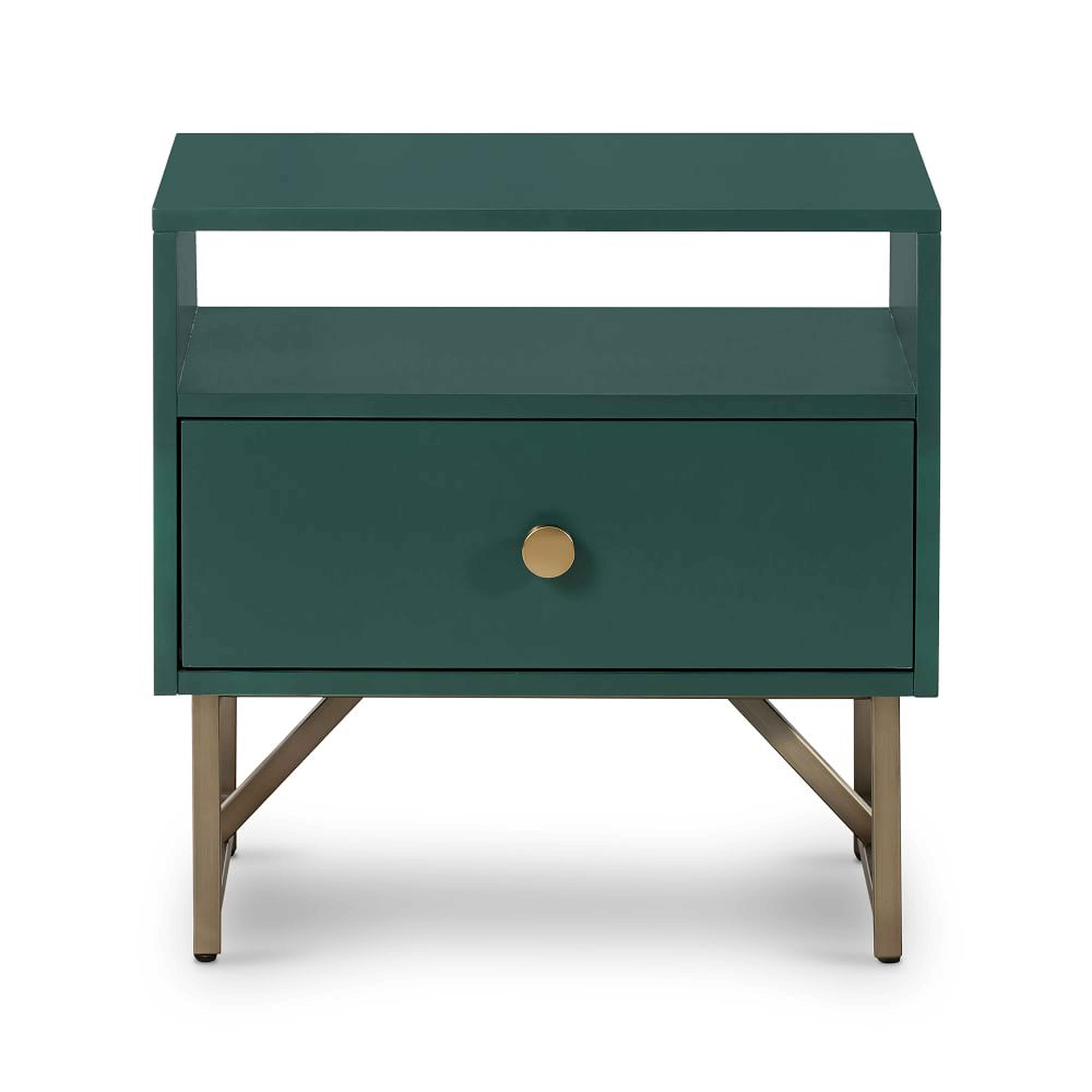 Modern Matte Wood and Brass Side Table- Juniper Green - West Elm