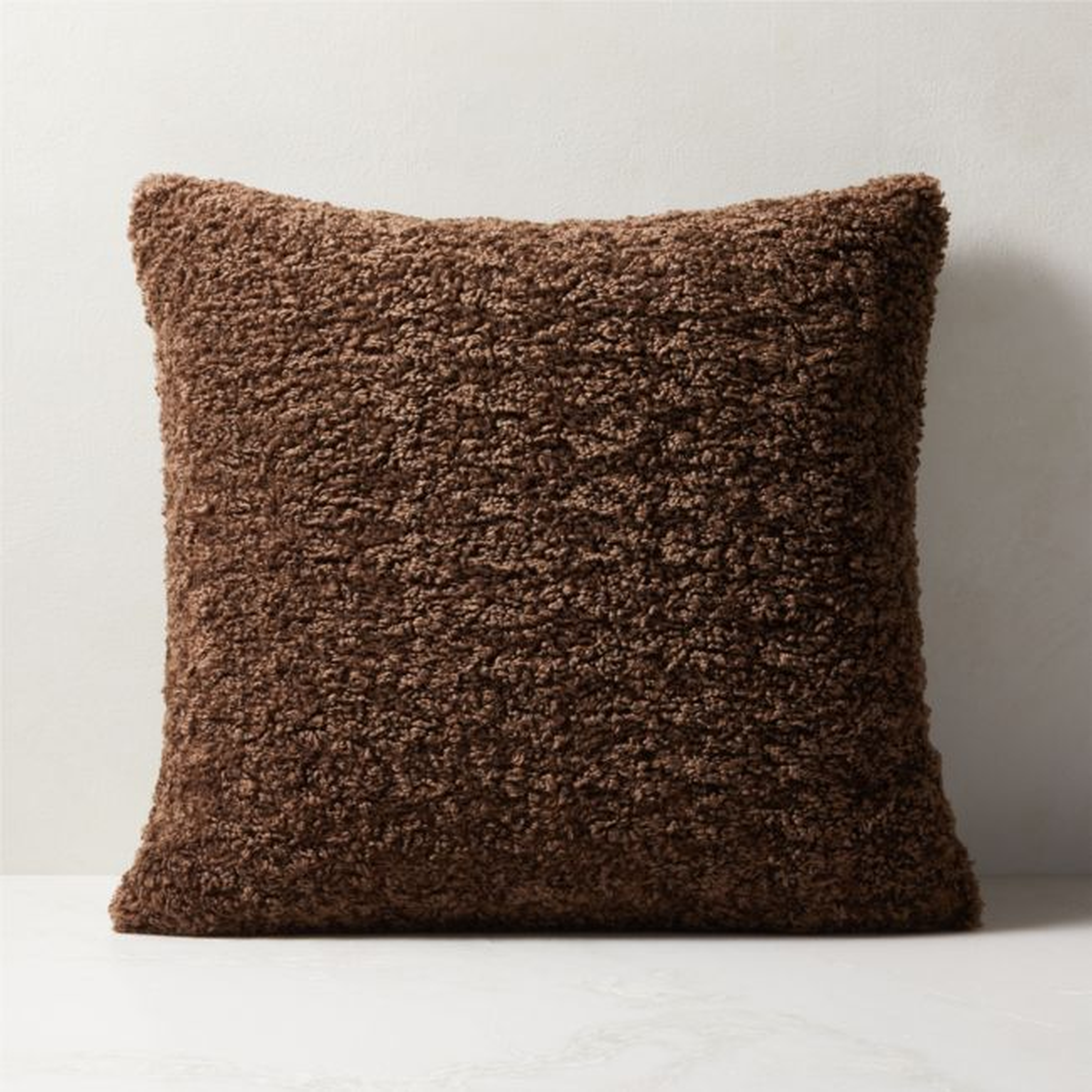 20" Faux Sheepskin Brown Pillow with Feather-Down Insert - CB2