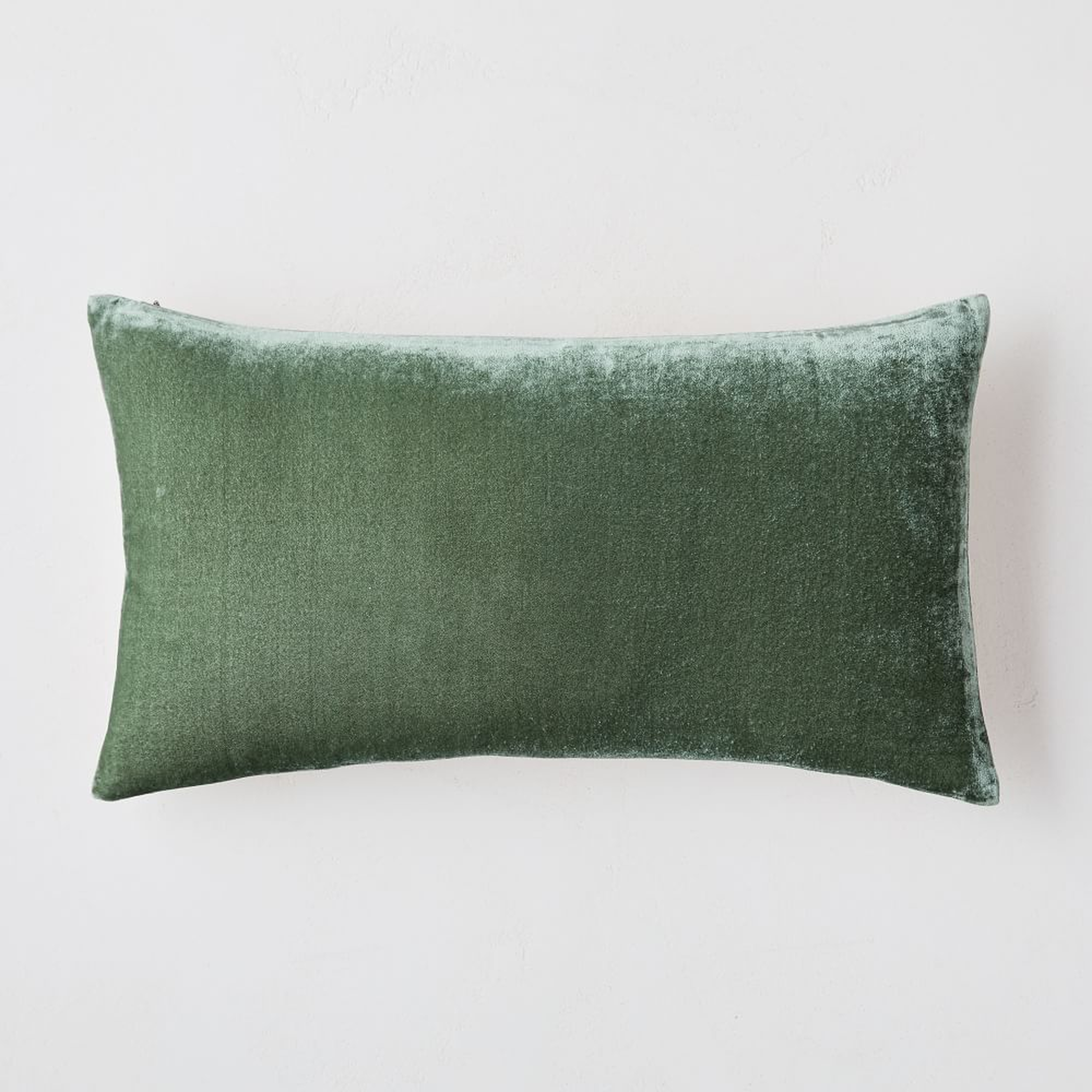 Lush Velvet Pillow Cover, 12"x21", Eucalyptus, Set Of 2 - West Elm