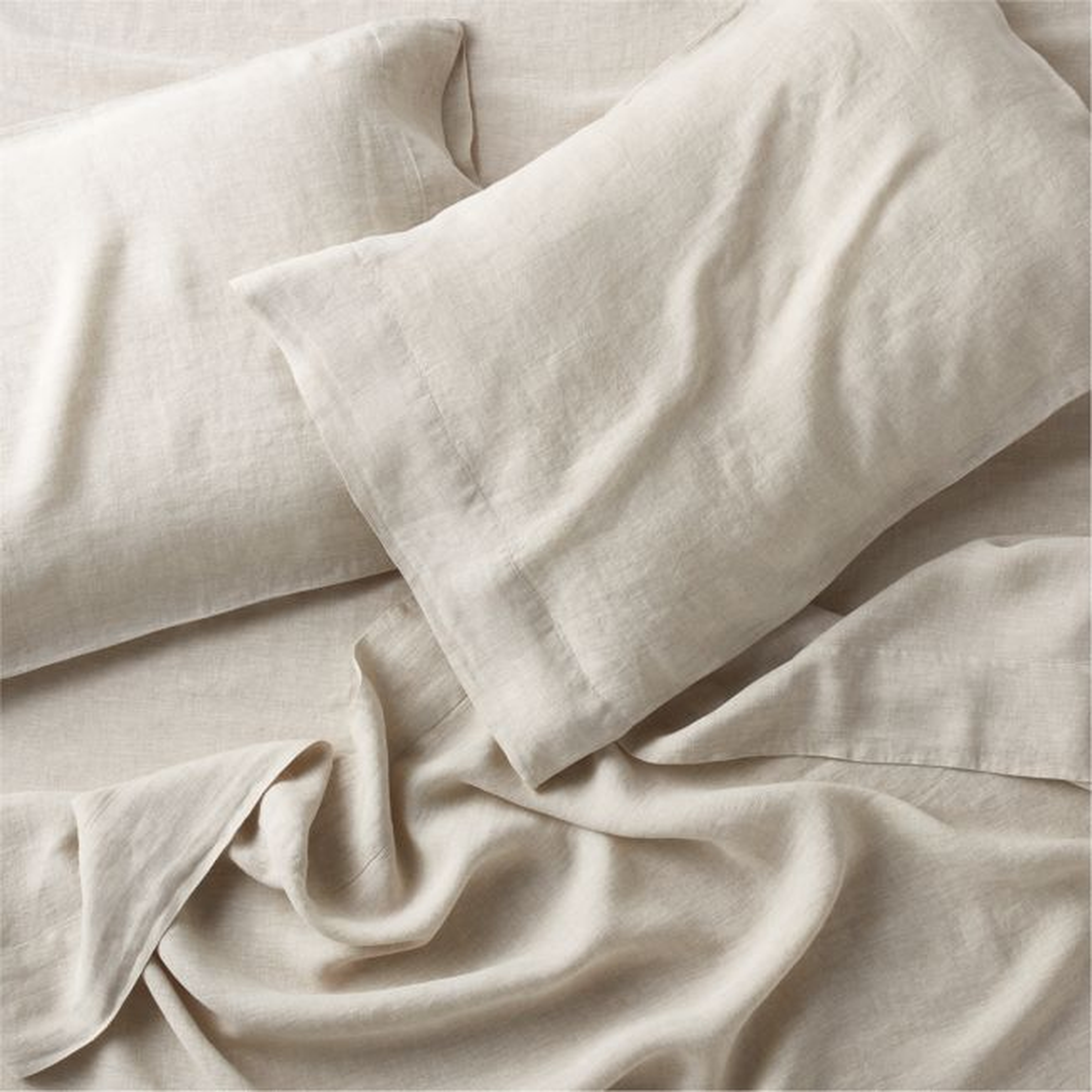 New Natural EUROPEAN FLAX ™-certified Linen Warm Natural Queen Bed Sheet Set - Crate and Barrel