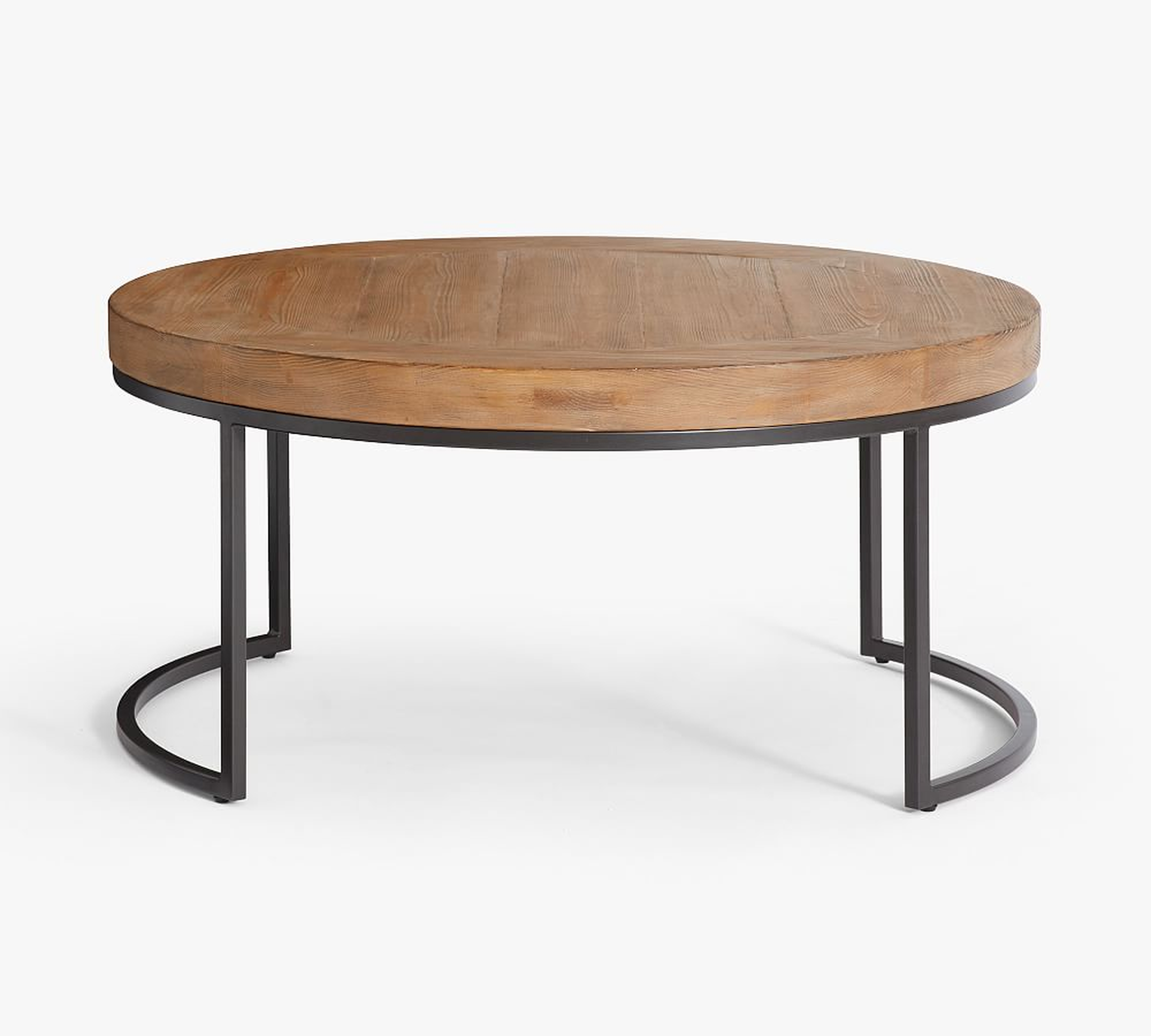 Malcolm Round Nesting Coffee Table, Glazed Pine, 40" - Pottery Barn