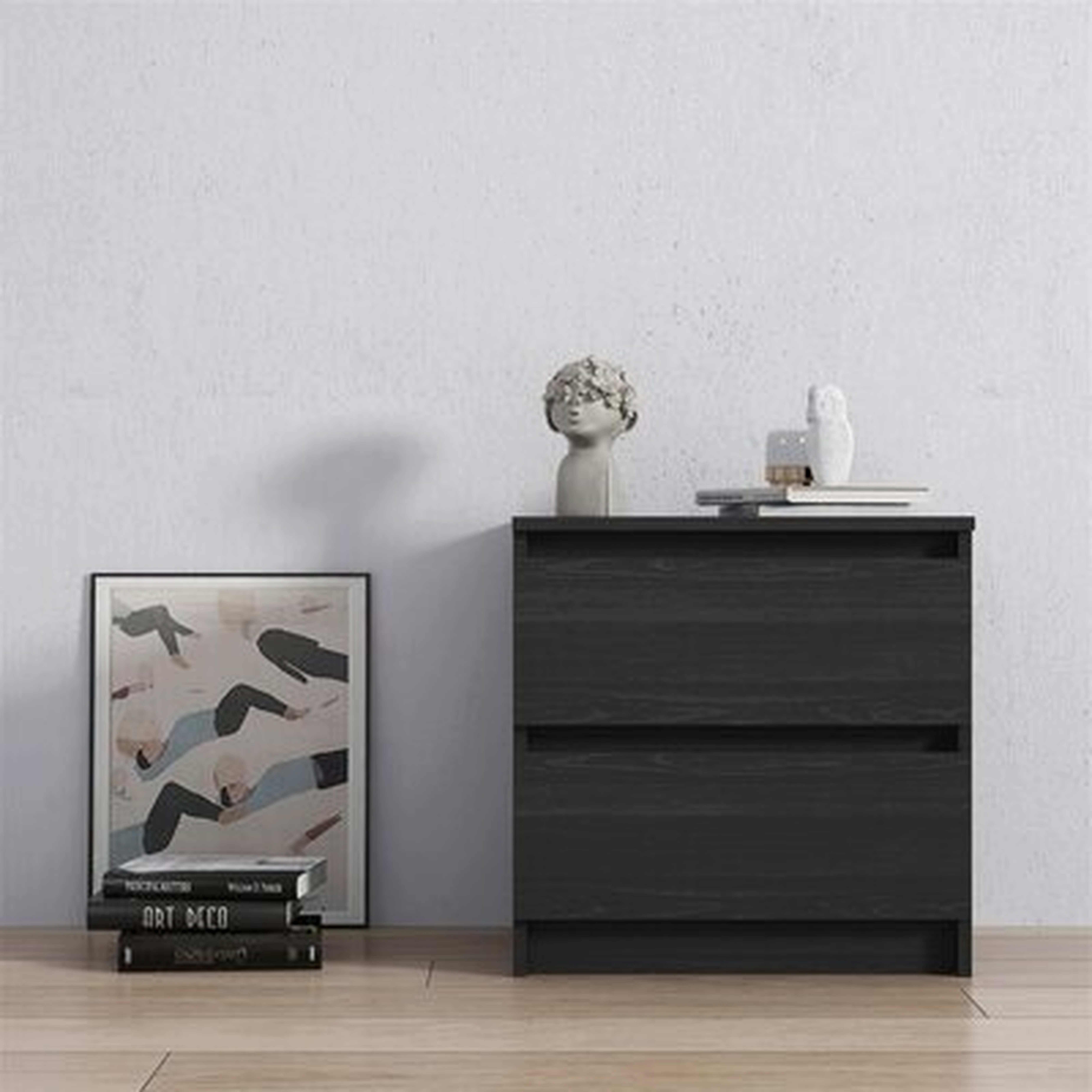 Drawer Night Stands In Black Woodgrain - Wayfair