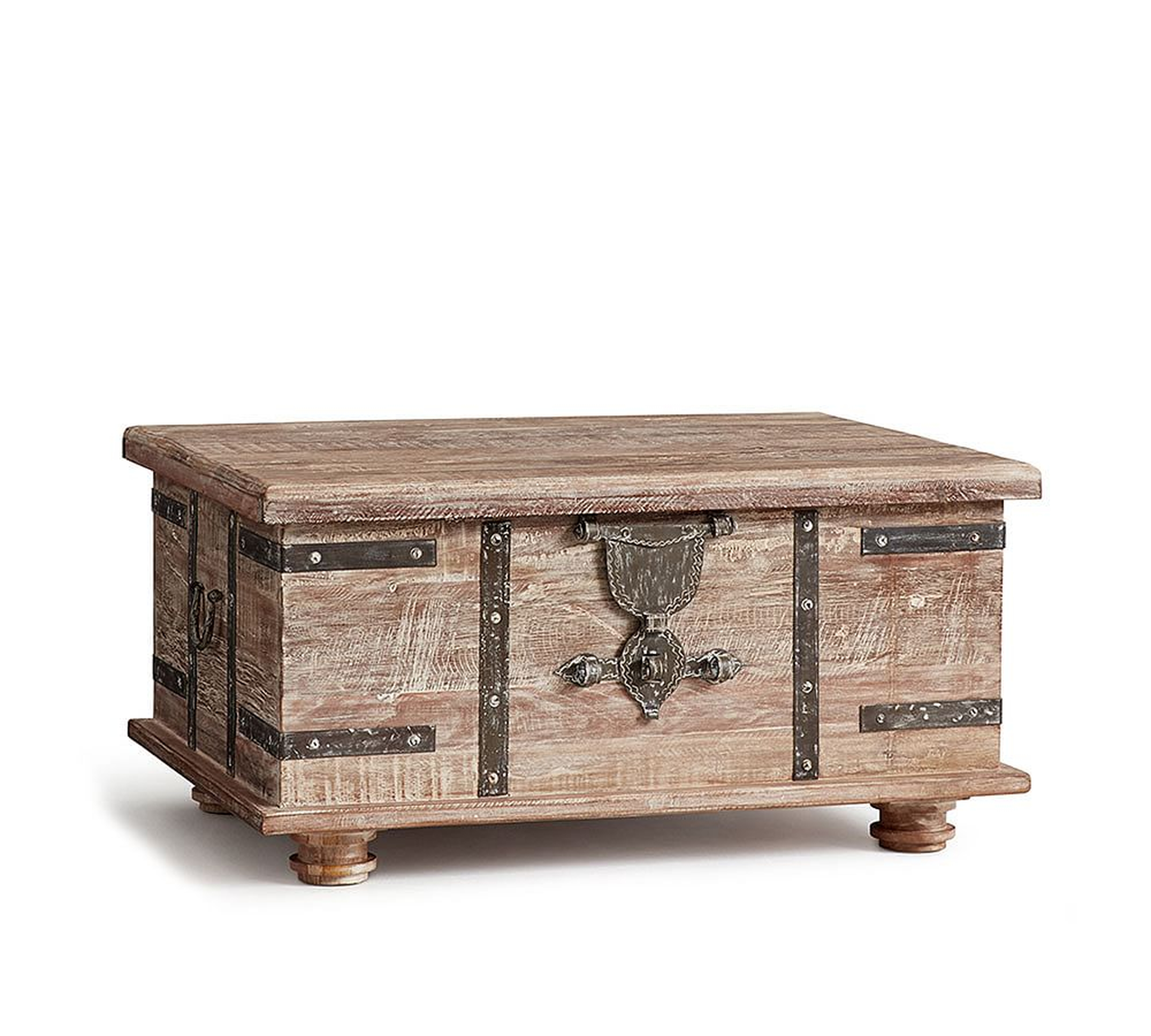 Kaplan Reclaimed Wood Lift-Top Trunk Coffee Table, Reclaimed White Wash, 36" - Pottery Barn