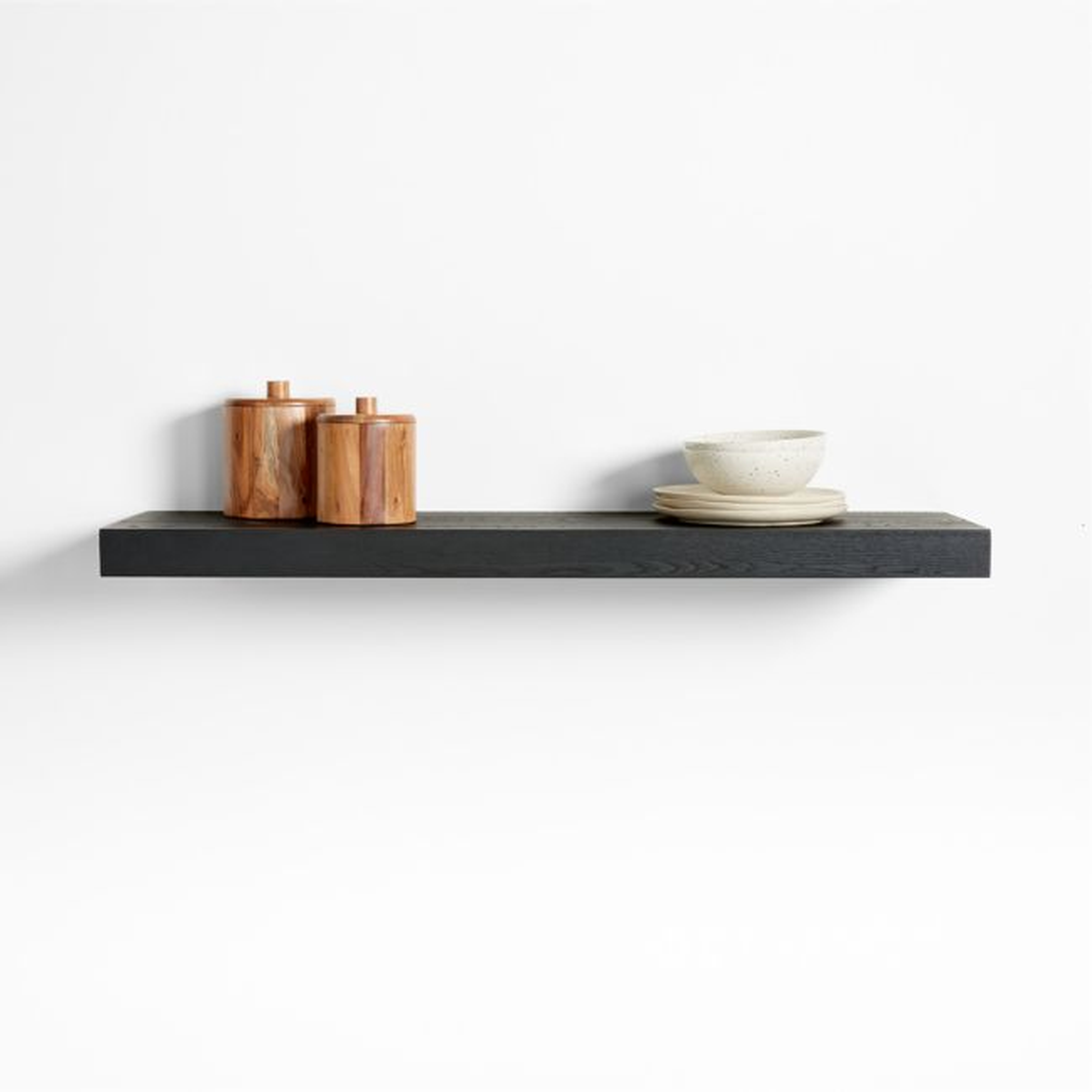 Black Elm Wood Floating Shelf 48" - Crate and Barrel