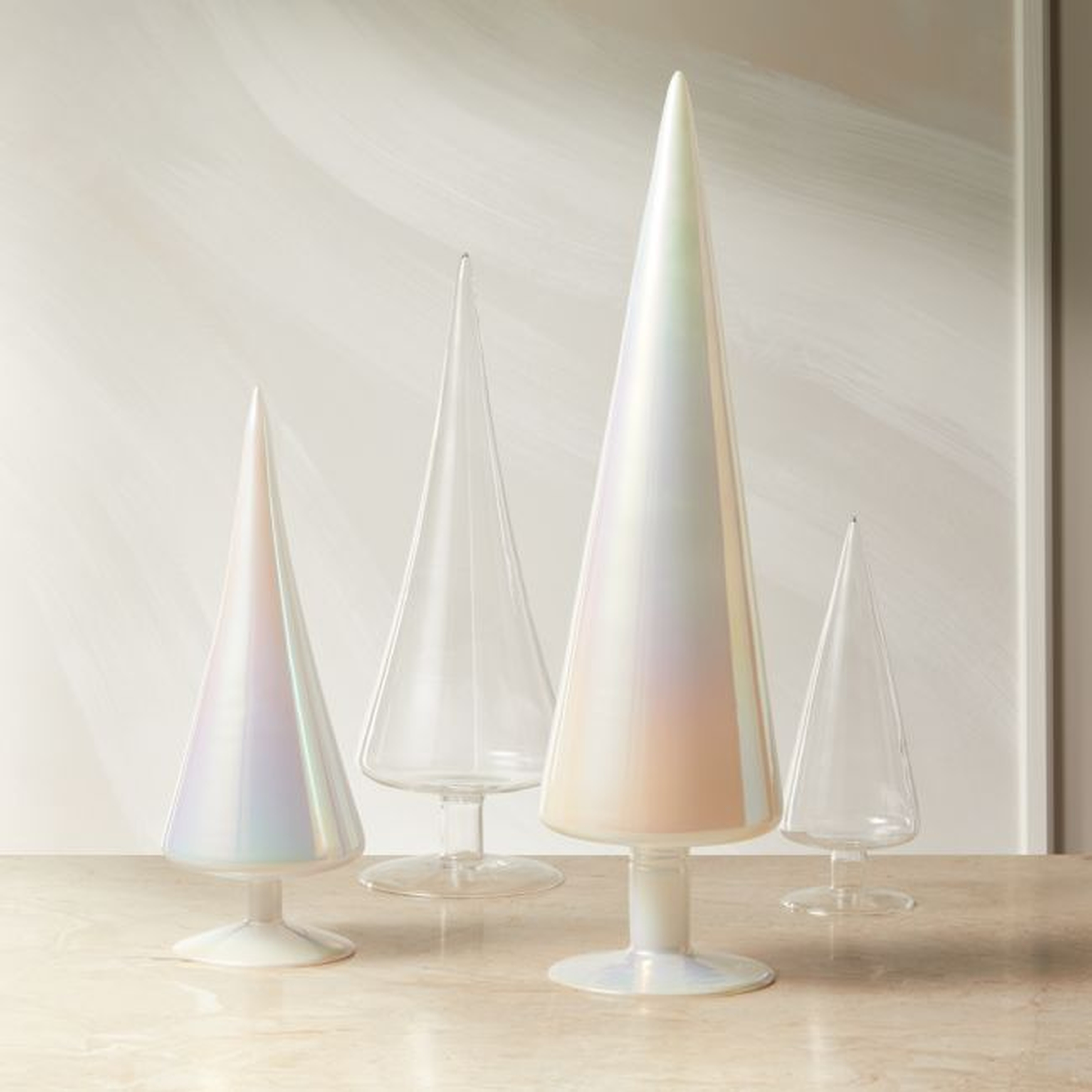 Paz Glass Trees Clear and White Luster Set of 4 - CB2