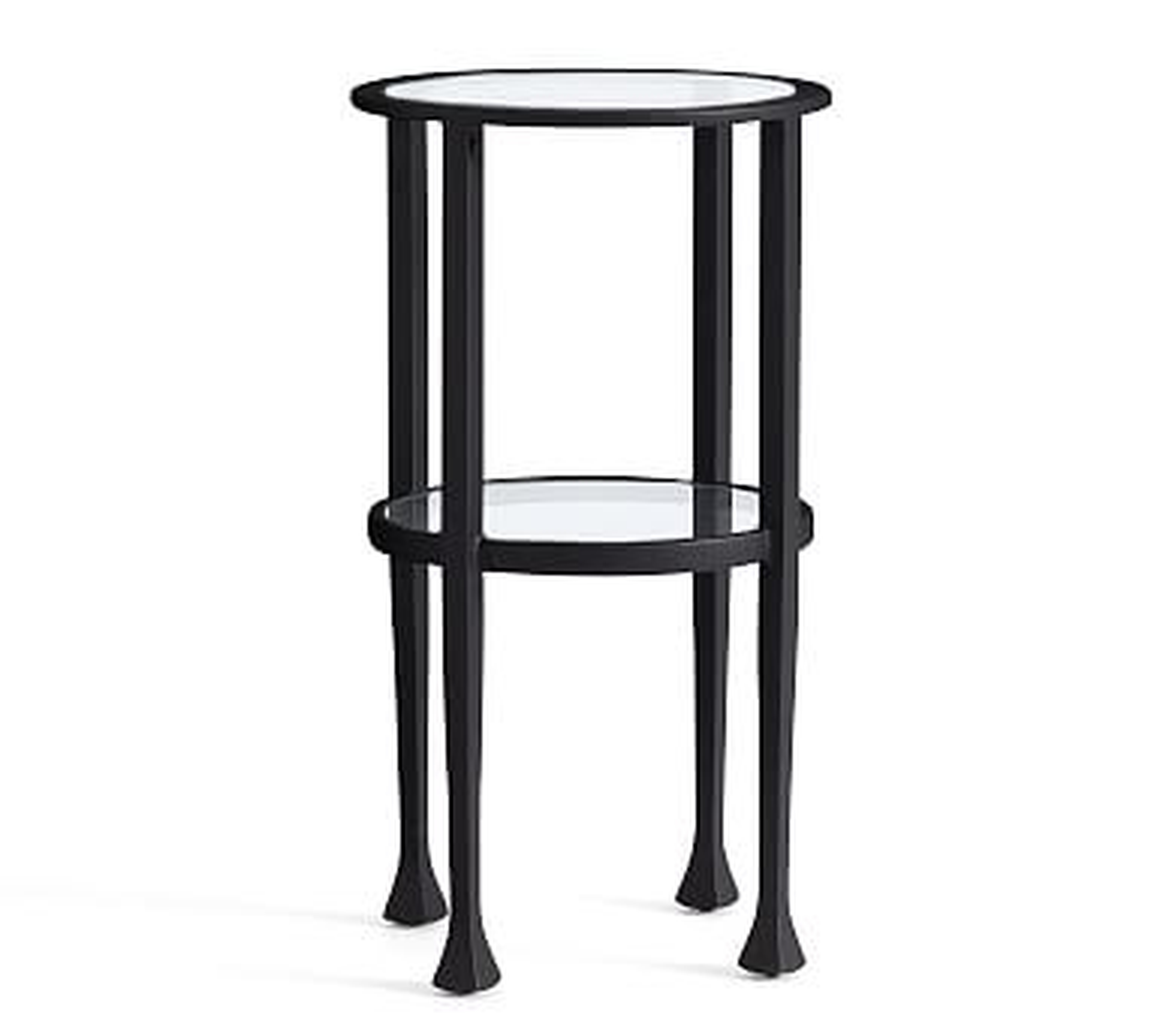 Tanner Round Glass Accent Table, Blackened Bronze - Pottery Barn