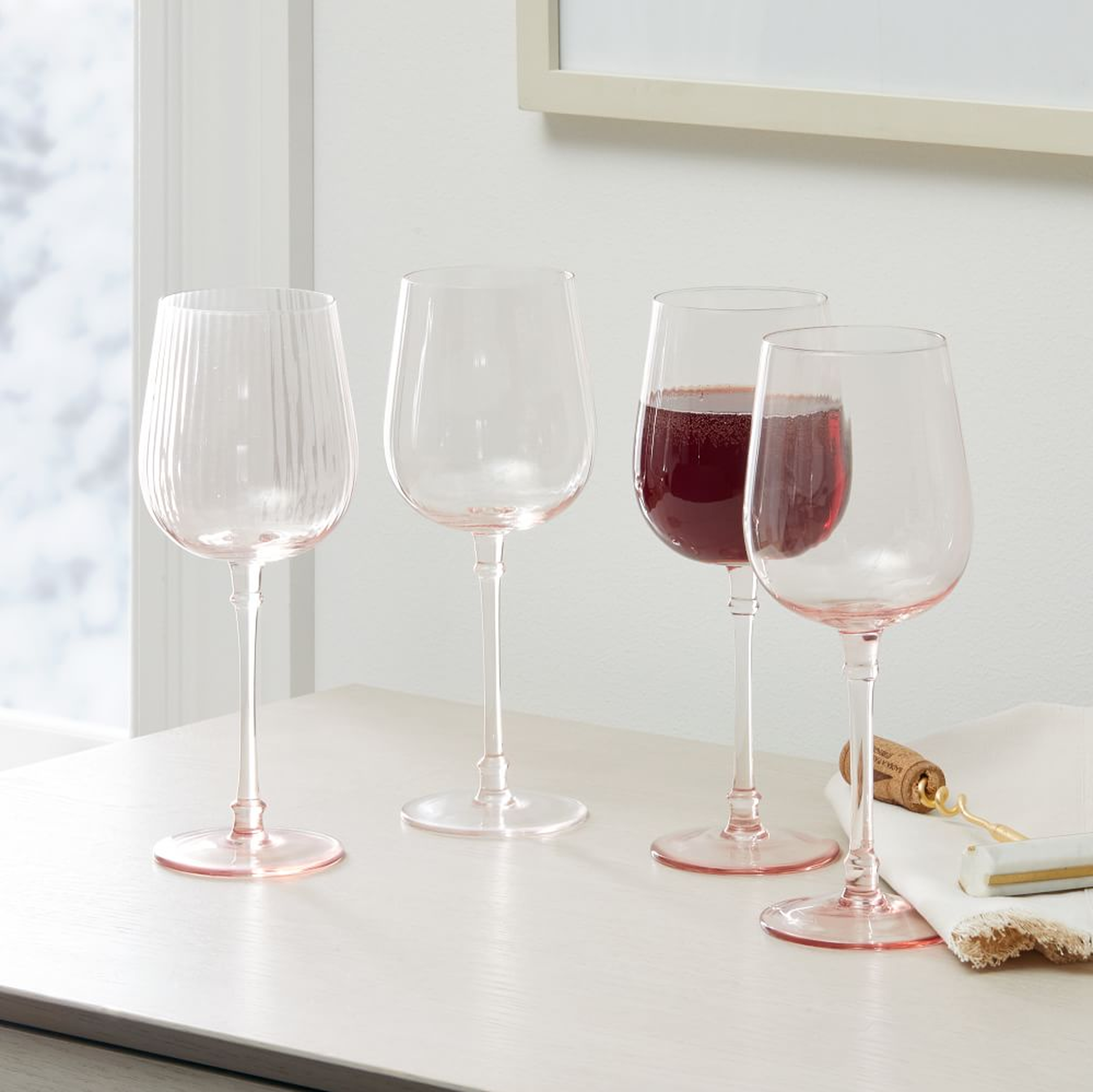 Esme Glassware, Red Wine, Rose, Set of 4 - West Elm