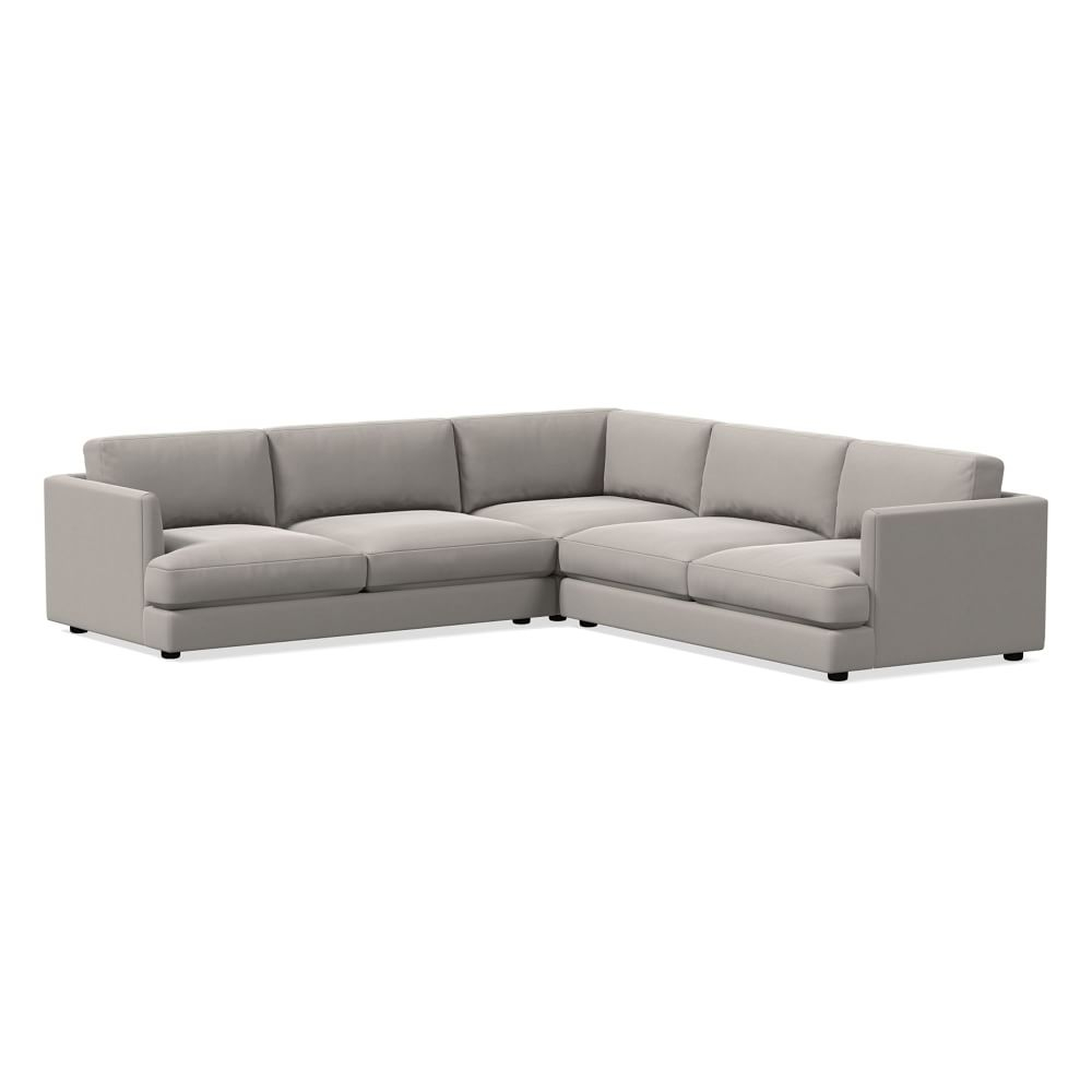 Haven Sectional Set 03: Left Arm Sofa, Corner, Right Arm Sofa, Poly, Performance Velvet, Silver, Concealed Supports - West Elm