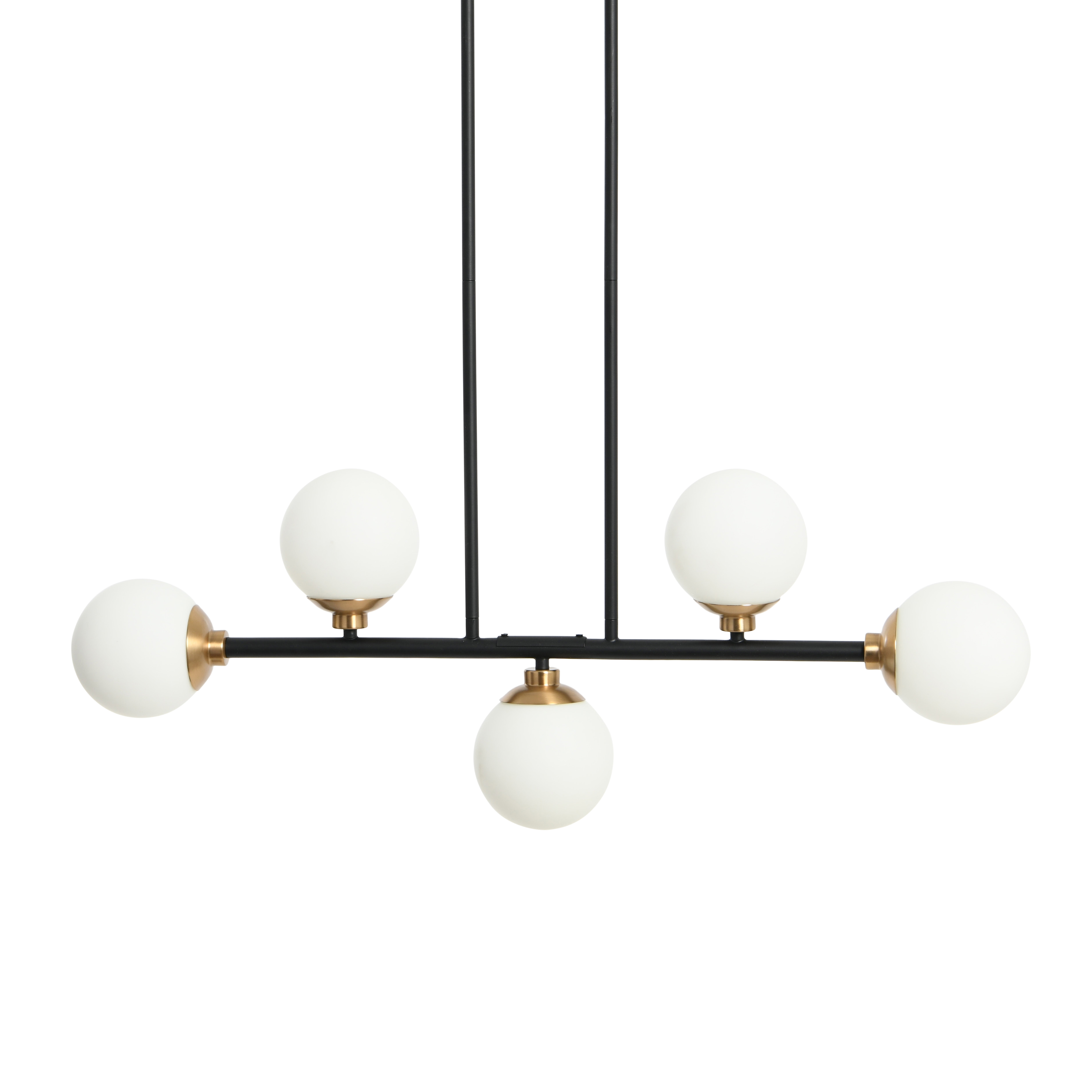Robert Stevenson Lighting Lorne - Metal and Frosted Glass 5-Light Chandelier, Matte Black - Creative Co-Op
