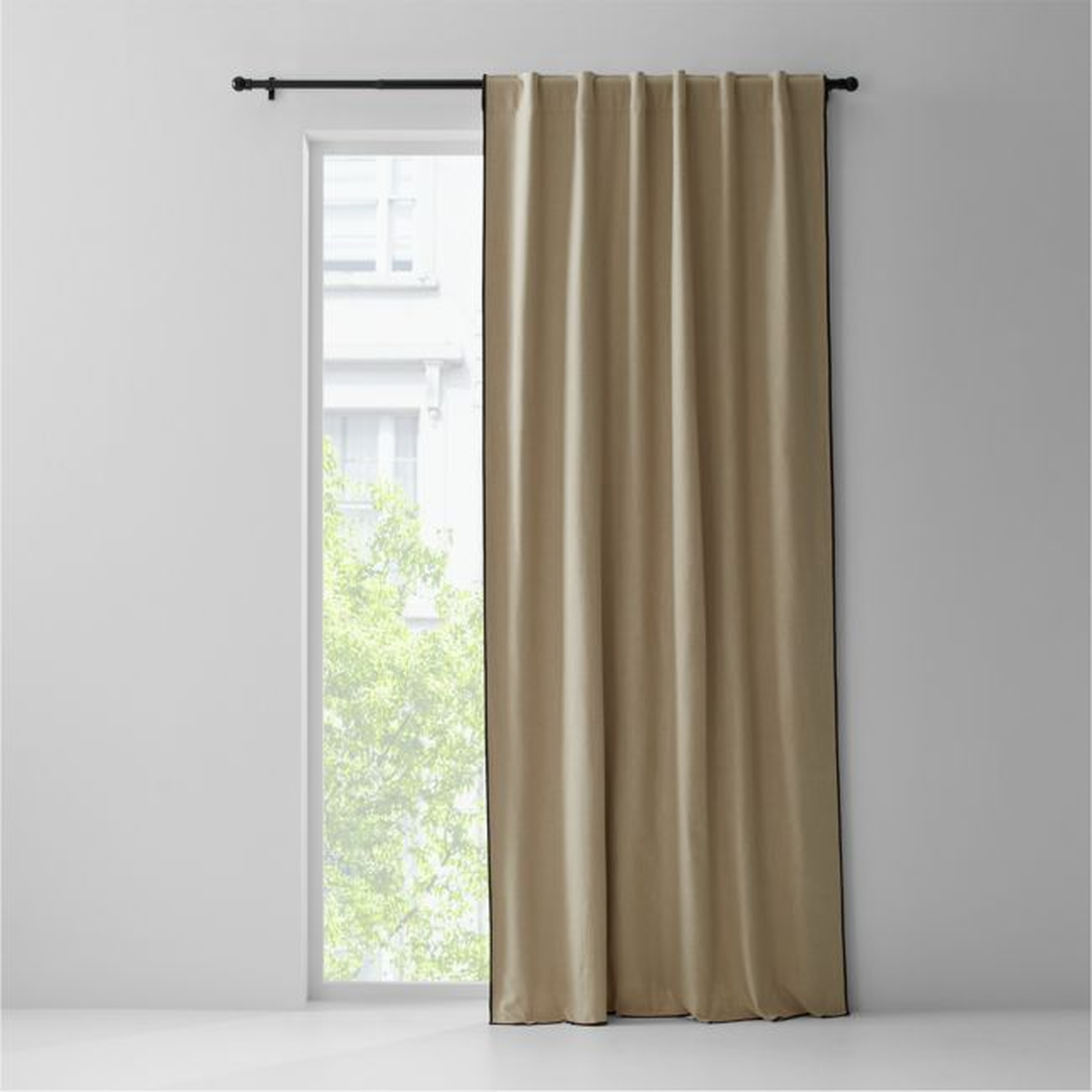 Warm Beige Merrow Stitch Organic Cotton Blackout Window Curtain Panel 52"x108" - Crate and Barrel