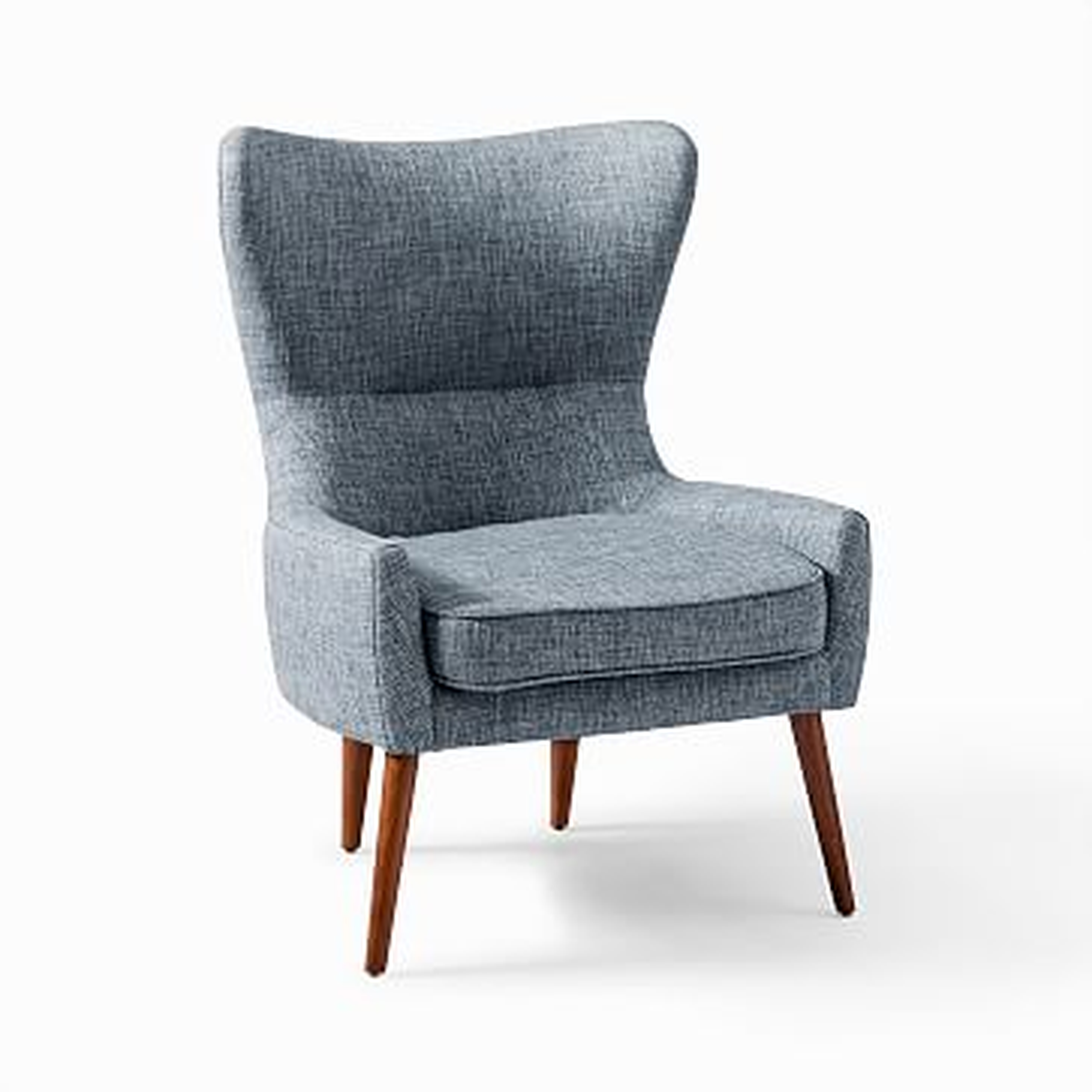 Erik Wing Chair, Designtex Tweed Multi, Medium Blue - West Elm