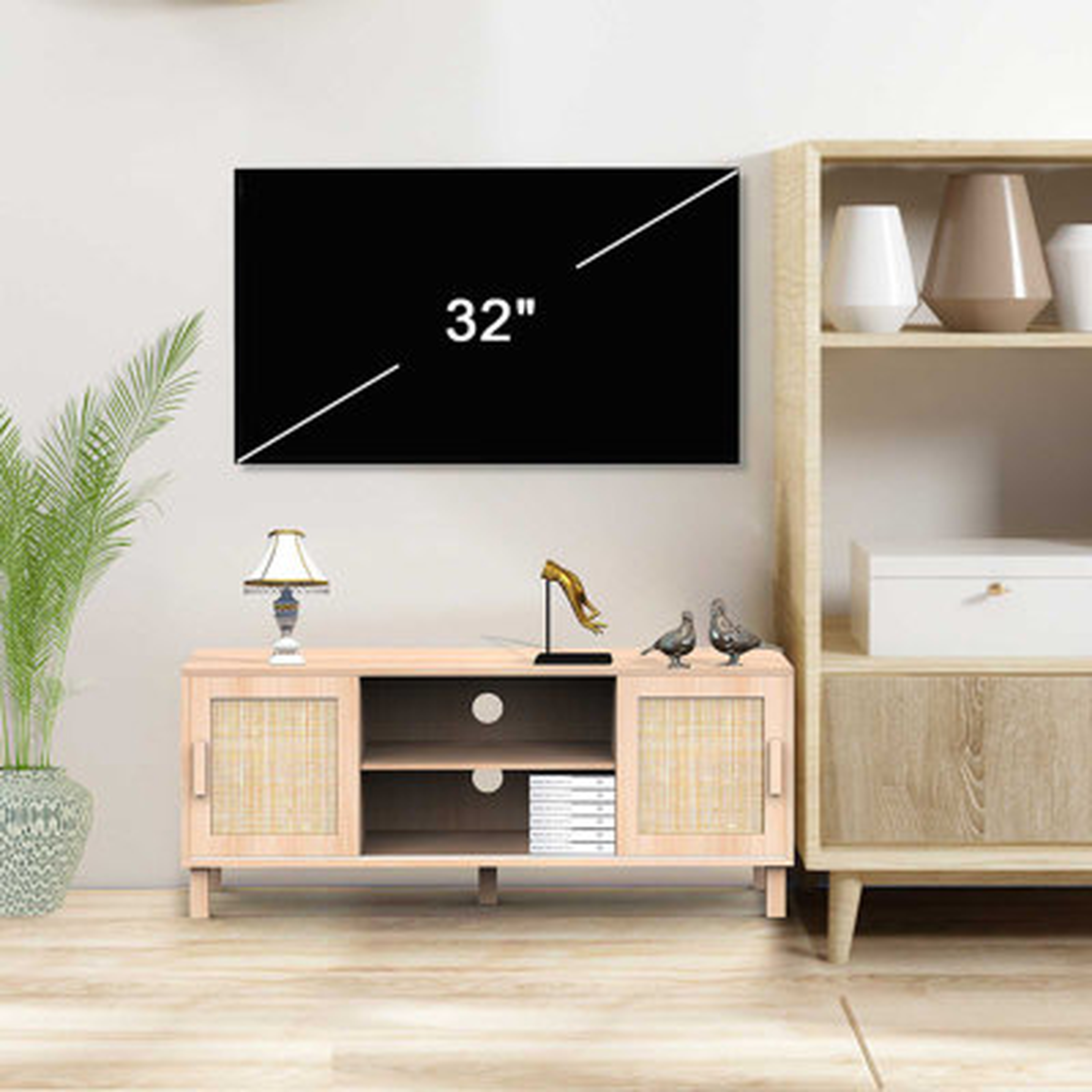 Oxford 44.8 In. Black Rattan TV Stand Fits TV''s Up To 52 In. - Wayfair