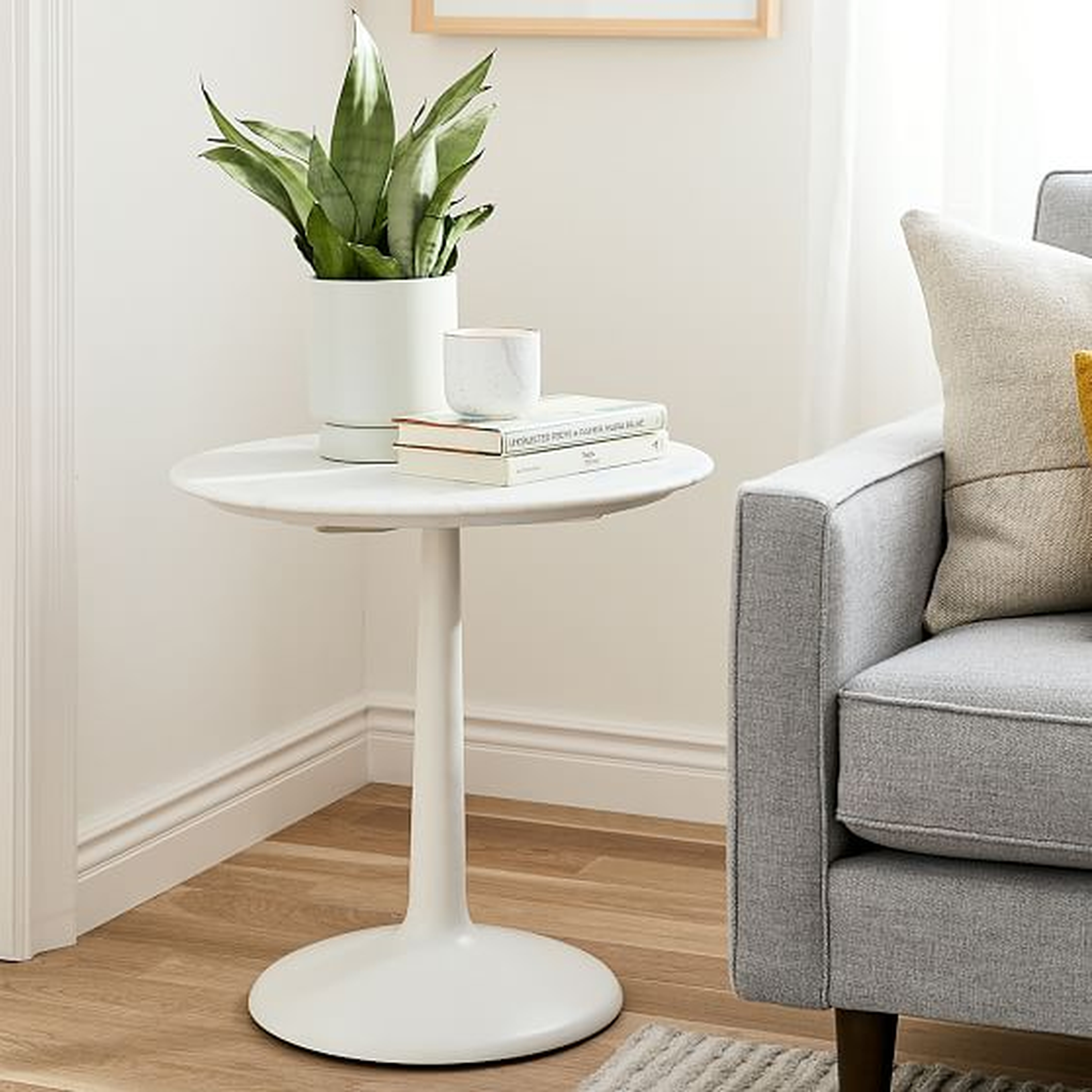 Liv Side Table, Marble &amp; White - West Elm