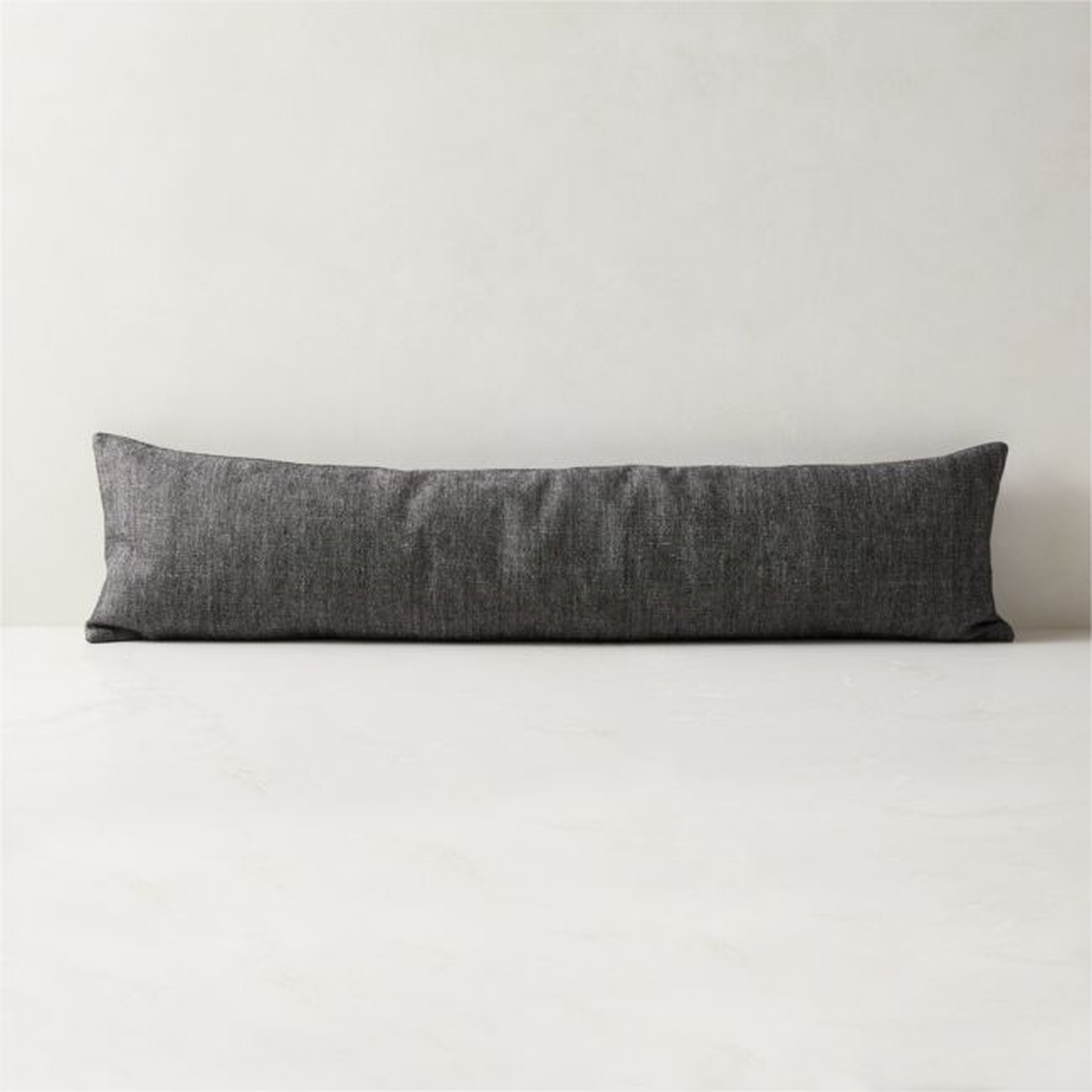 48"x12" Stonewash Grey Linen Pillow With Feather-Down Insert - CB2