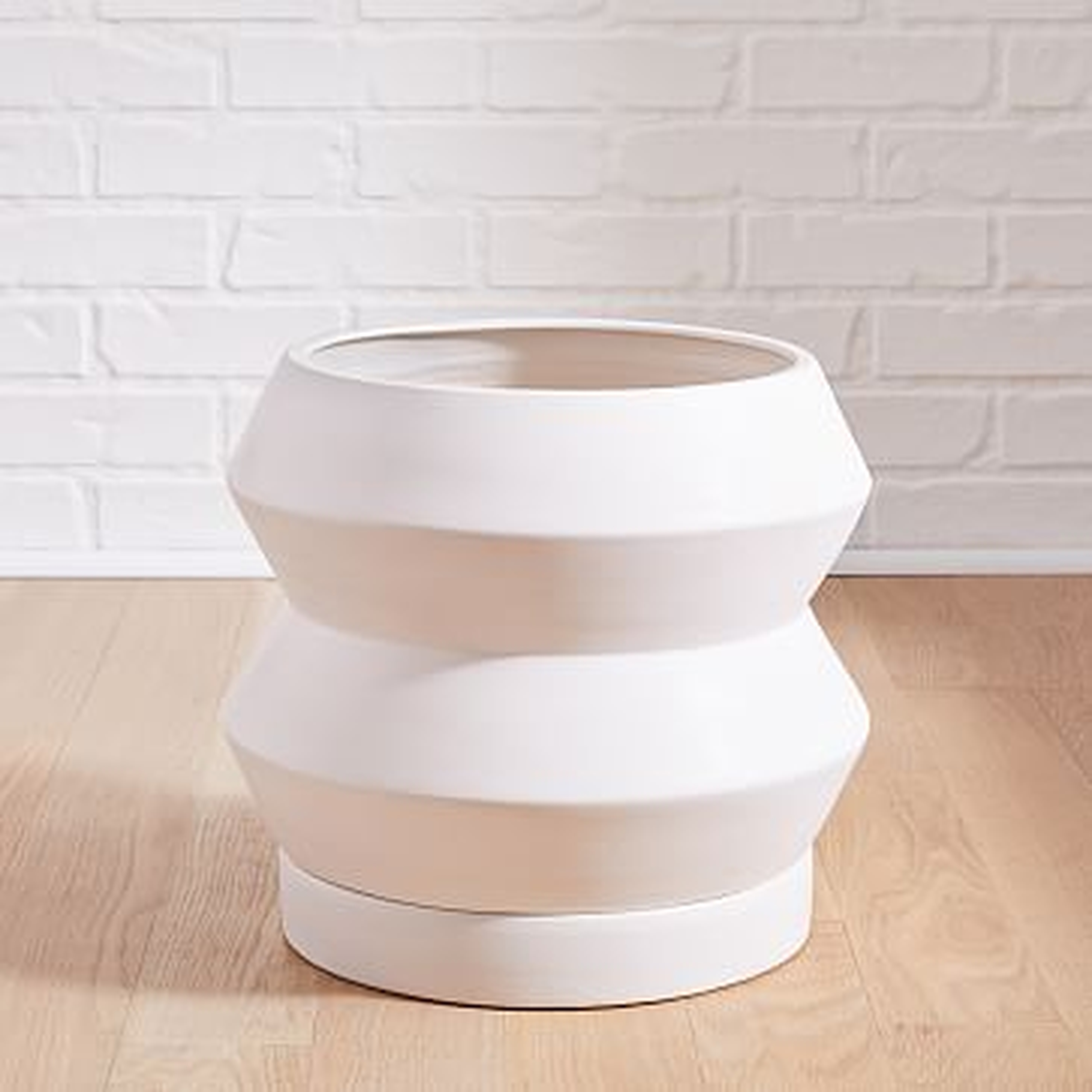 Totem Floor Planters, White, Small - West Elm